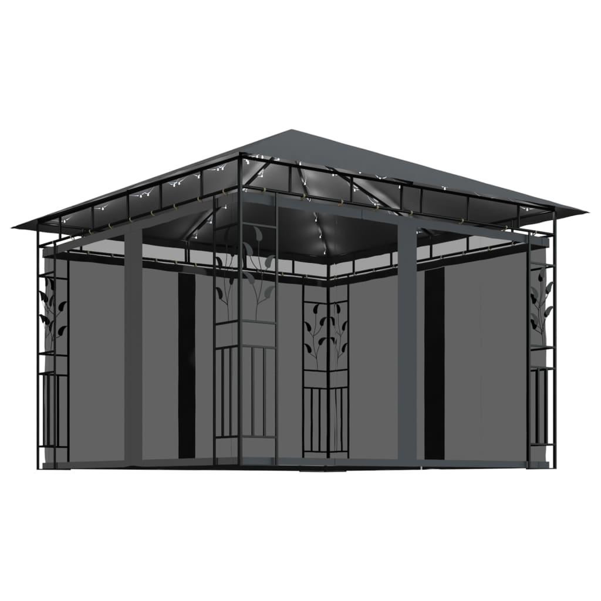 Voir la diapositive 2 : VIDAXL Tonnelle avec moustiquaire et lumieres LED 3x3x2,73m Anthracite