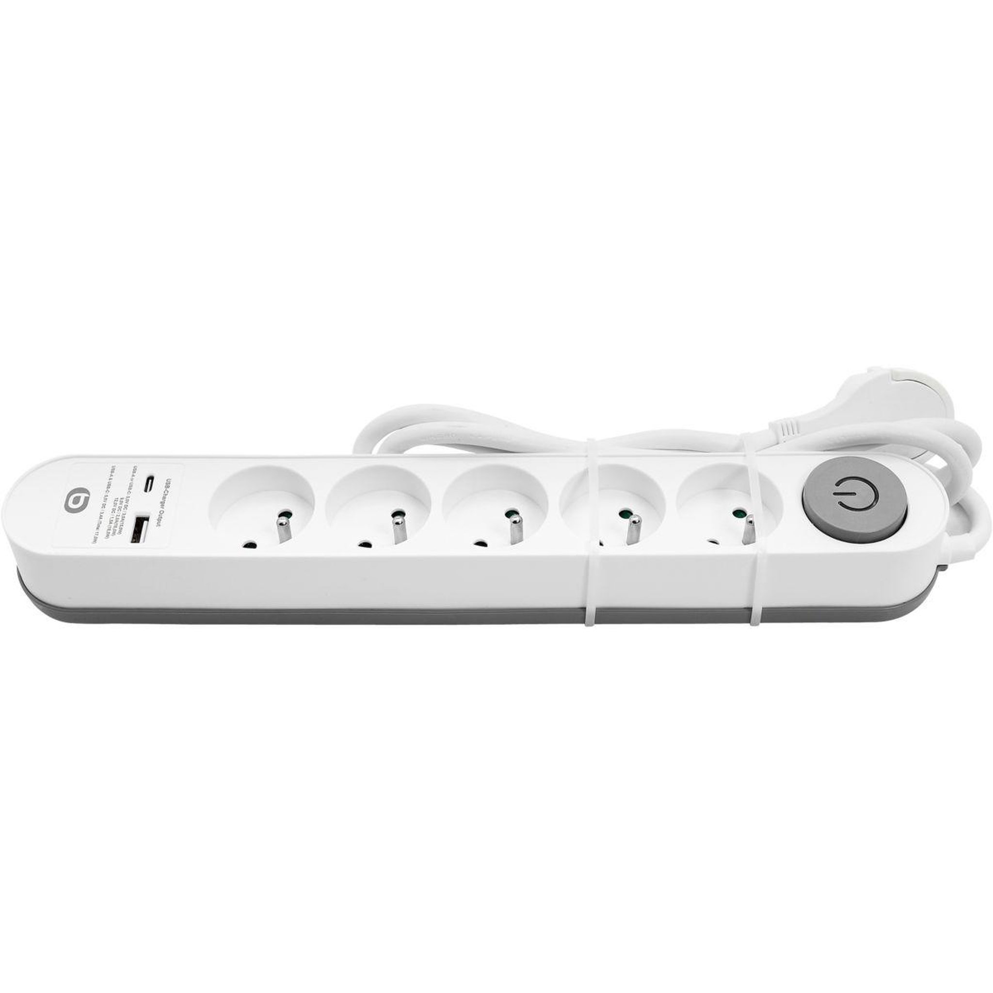 Voir la diapositive 1 : ESSENTIEL B Multiprise 5 prises 16A+ port USB-C + interrupteur