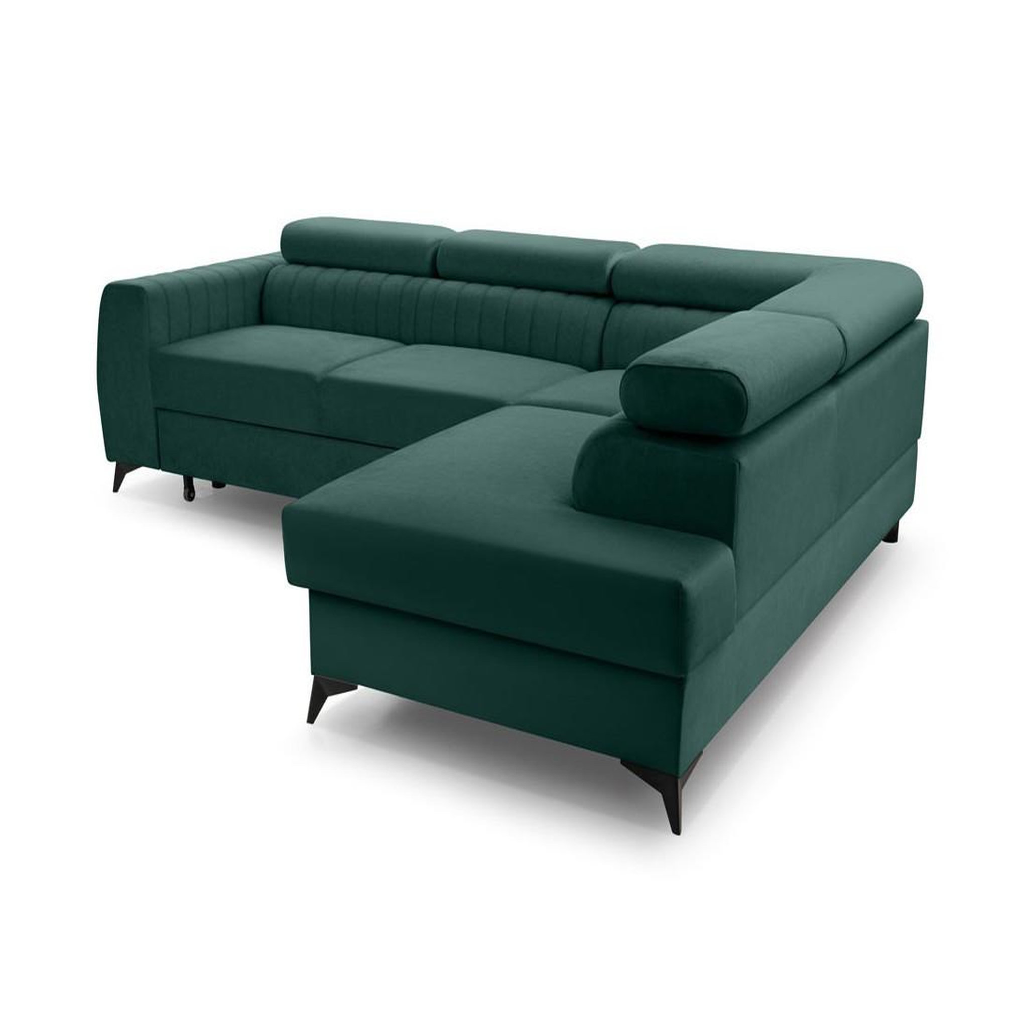 Voir la diapositive 6 : BEST MOBILIER Aneta - canapé d'angle droit 5 places - convertible avec coffre et têtières - en velours