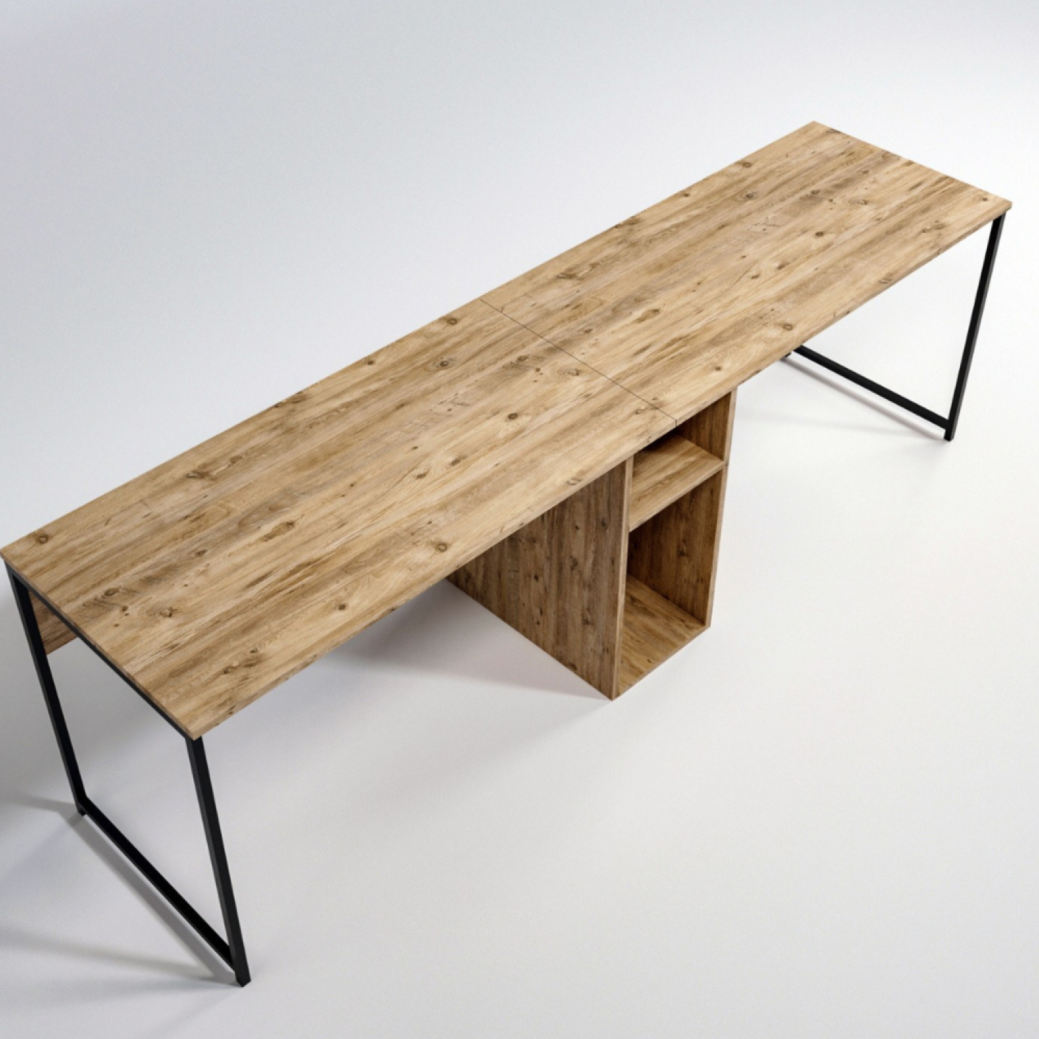 Voir la diapositive 3 : CONCEPT USINE Bureau 2 personnes en bois avec niches kili
