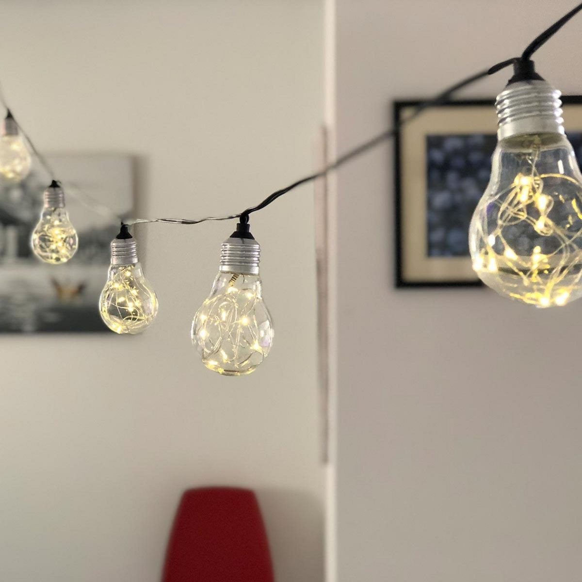 Lumisky Guirlande solaire 10 ampoules FANTASY STAR Noir Cuivre 3.75M