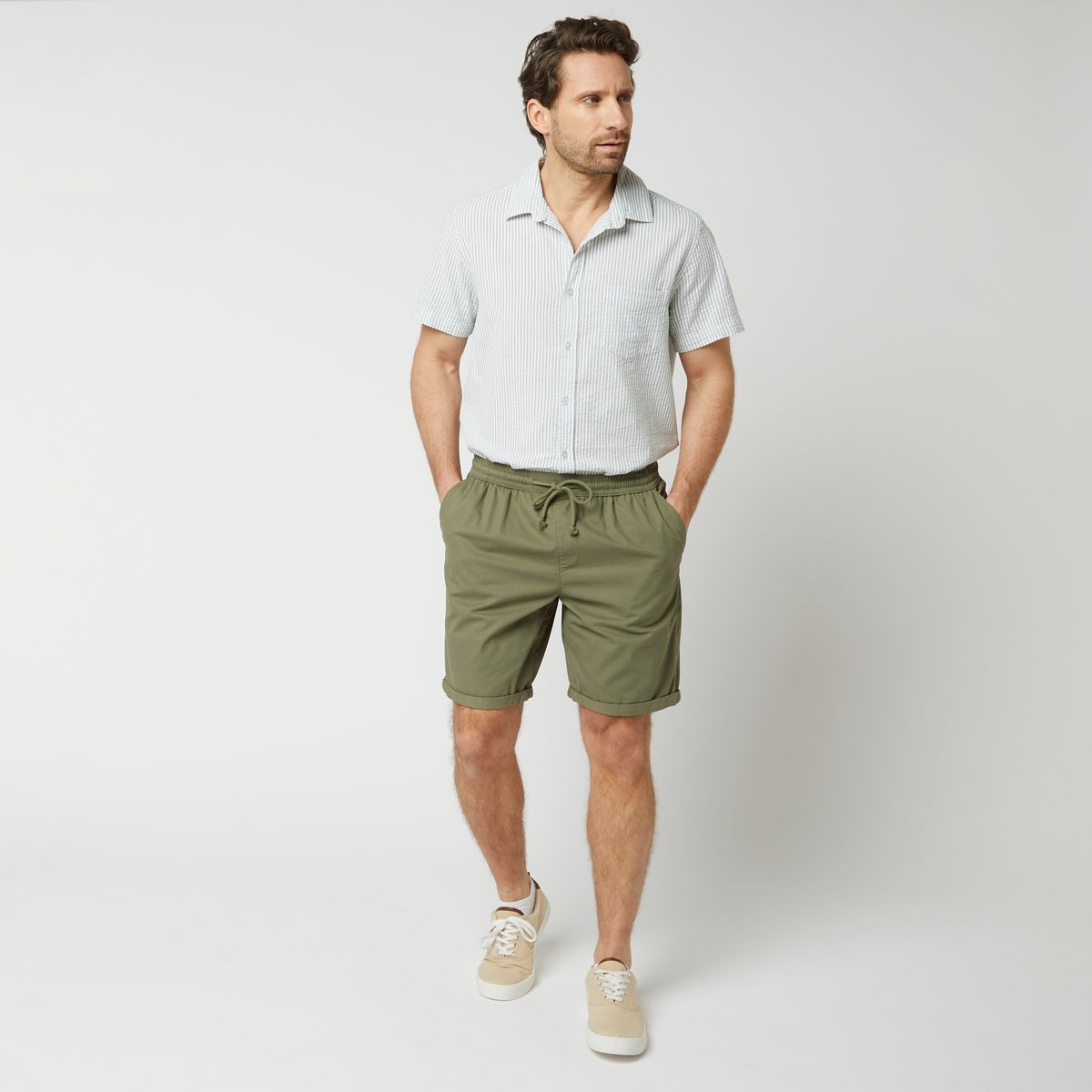 INEXTENSO Bermuda kaki en coton homme