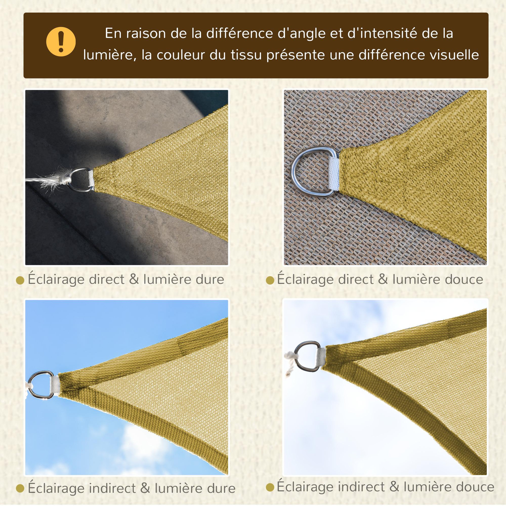 Voir la diapositive 6 : OUTSUNNY Voile d'ombrage rectangulaire 6L x 4l m HDPE beige