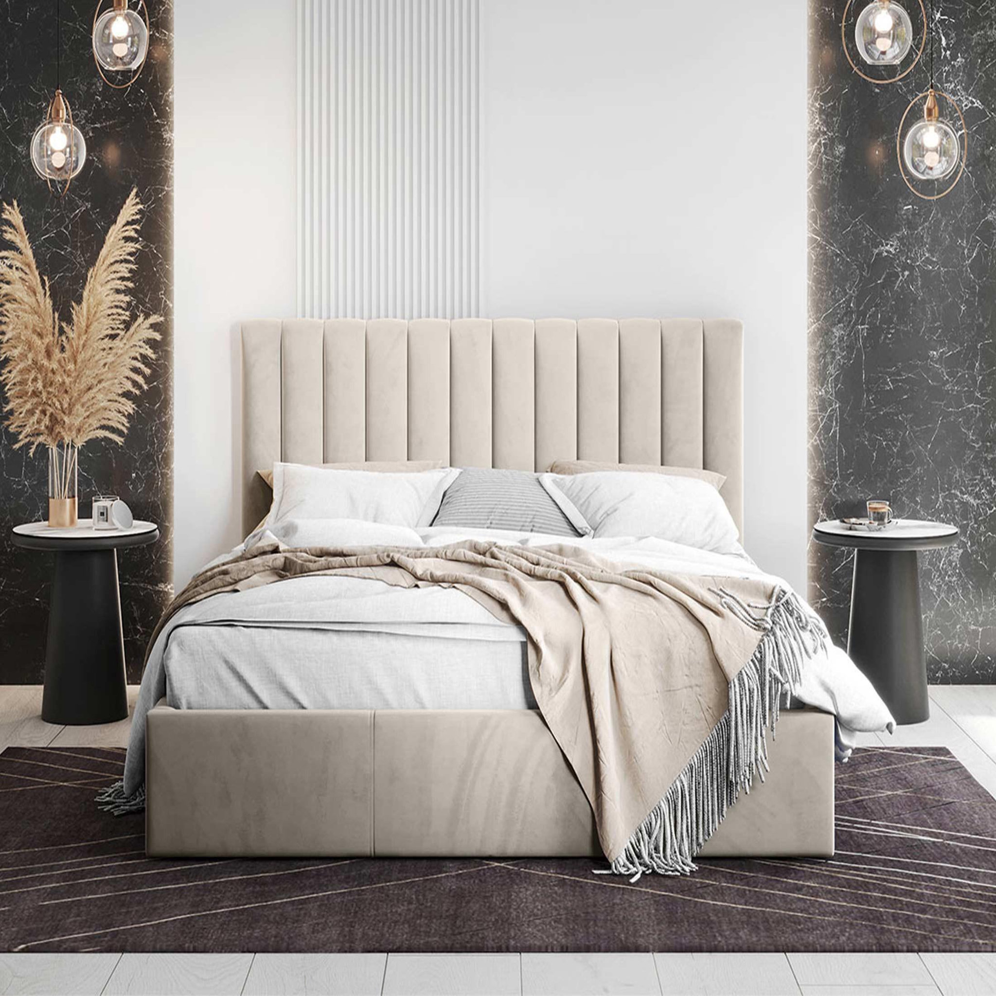 Voir la diapositive 5 : BEST MOBILIER Rosario - lit coffre - 160x200 - sommier inclus - en velours