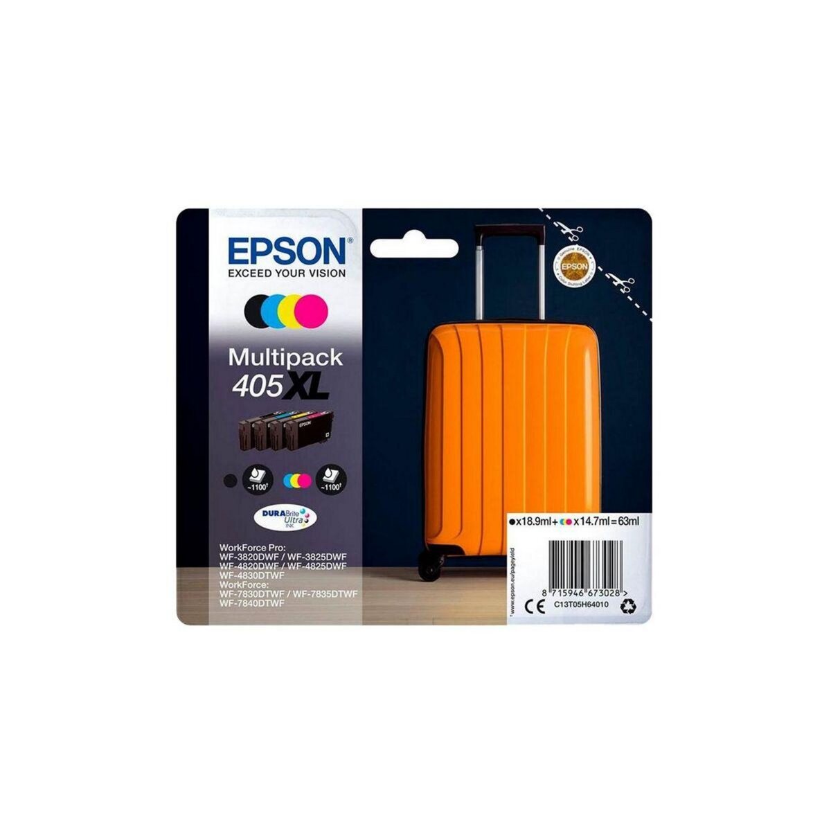 Epson Cartouche d'encre Pack Multipack 4 Originales 405 XL (Noir + 3 Couleurs) - C13T05H64010