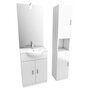 Aurlane Ensemble de salle de bain blanc 60cm + vasque en céramique blanche + miroir LED + colonne 2 portes