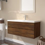 Voir la diapositive 1 : VIDAXL Meuble lavabo avec bassin integre Chene brun Bois d'ingenierie