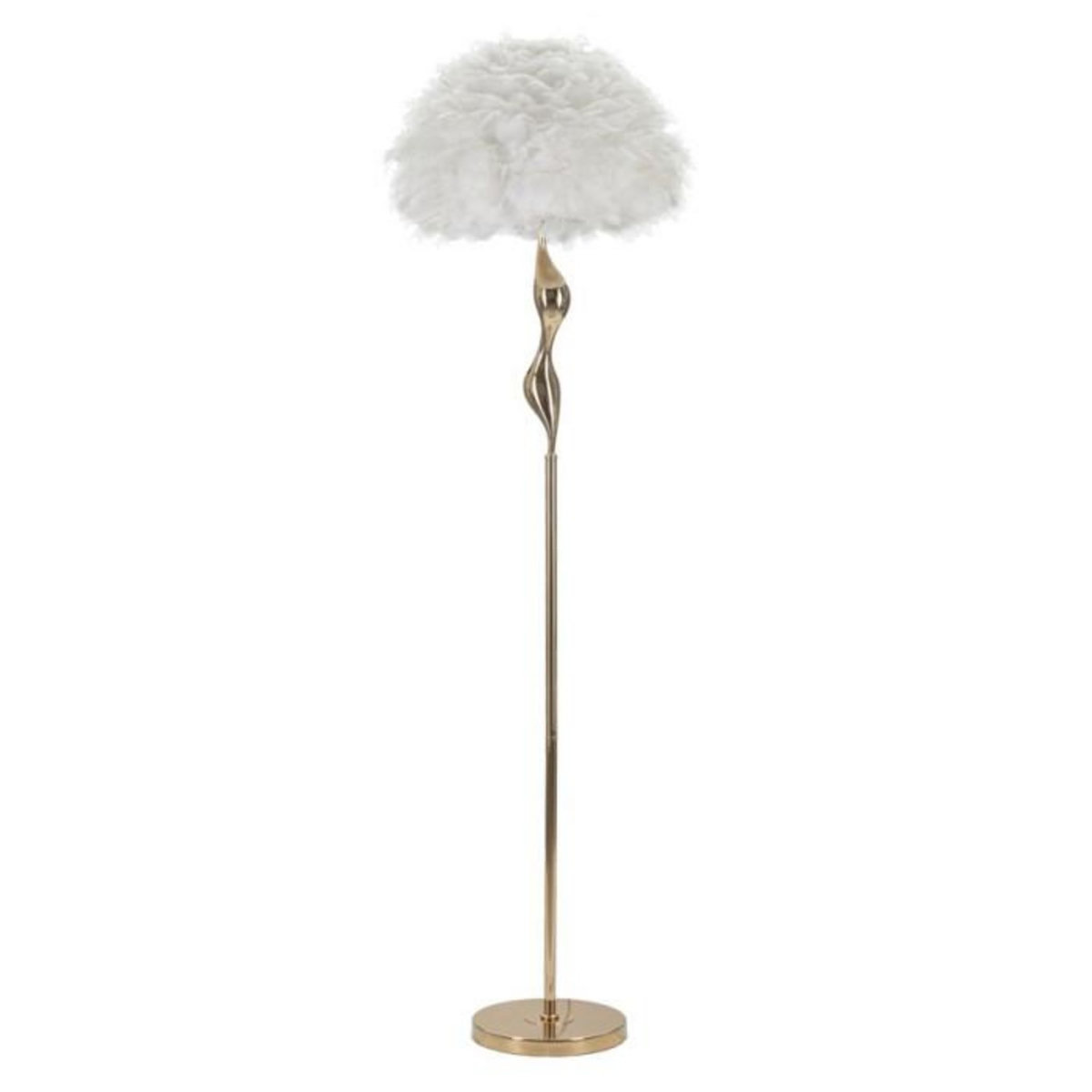 Paris Prix Lampadaire Imitation Plume  Slim  165cm Or & Blanc