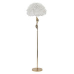 Paris Prix Lampadaire Imitation Plume  Slim  165cm Or & Blanc