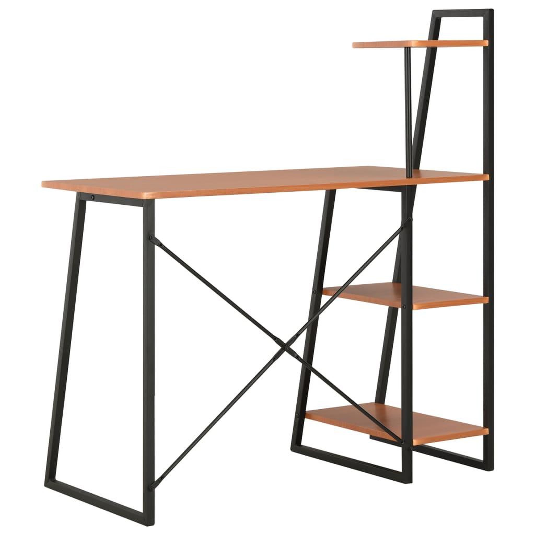Voir la diapositive 4 : VIDAXL Bureau avec etagere Noir et marron 102x50x117 cm