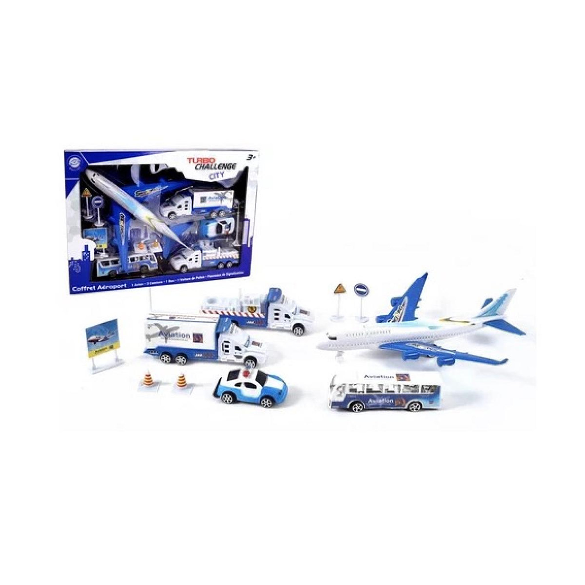MGM COFFRET AEROPORT 11 PIECES AVION 26 CM ET ACCESSOIRES