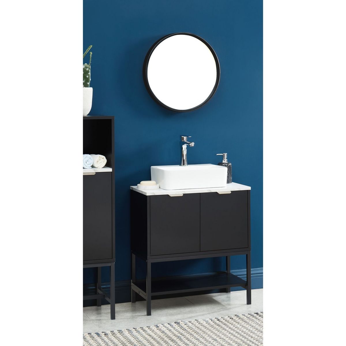 Meuble de salle de bain sous-vasque 2 portes et 1 étagère L60cm OLHAO