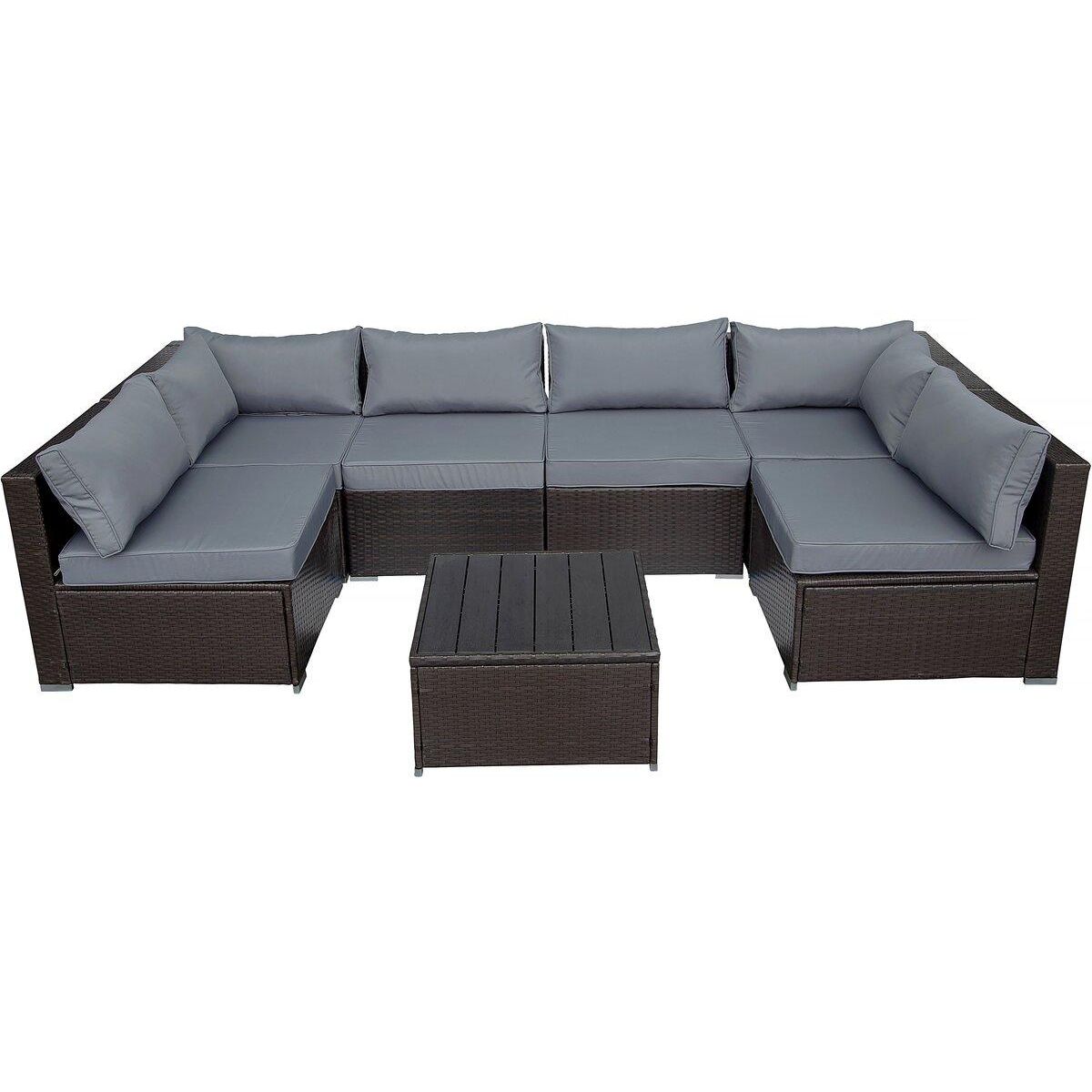 Habitat et Jardin Salon de jardin panoramique en résine tressée  Océane  - 6 places - Marron