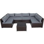 Habitat et Jardin Salon de jardin panoramique en résine tressée  Océane  - 6 places - Marron