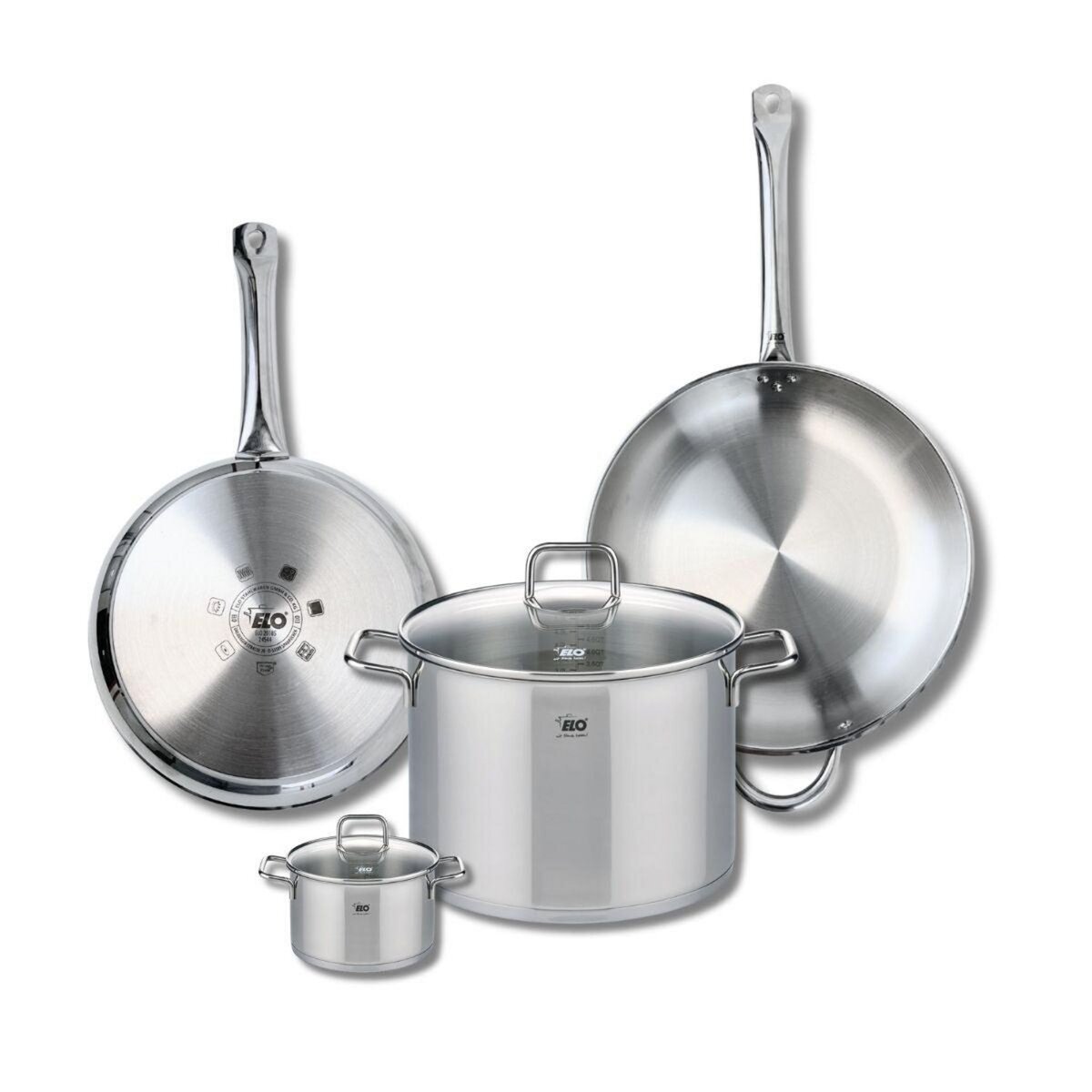 ELO Ensemble de 2 Poêles de cuisson 28 et 32 cm et 2 faitouts 12 et 26 cm Elo Profi Citrin