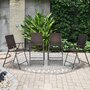 Voir la diapositive 2 : OUTSUNNY Tabourets de bar pliable style colonial - lot de 4 tabourets de bar - repose-pied + accoudoirs - métal époxy résine tressée chocolat