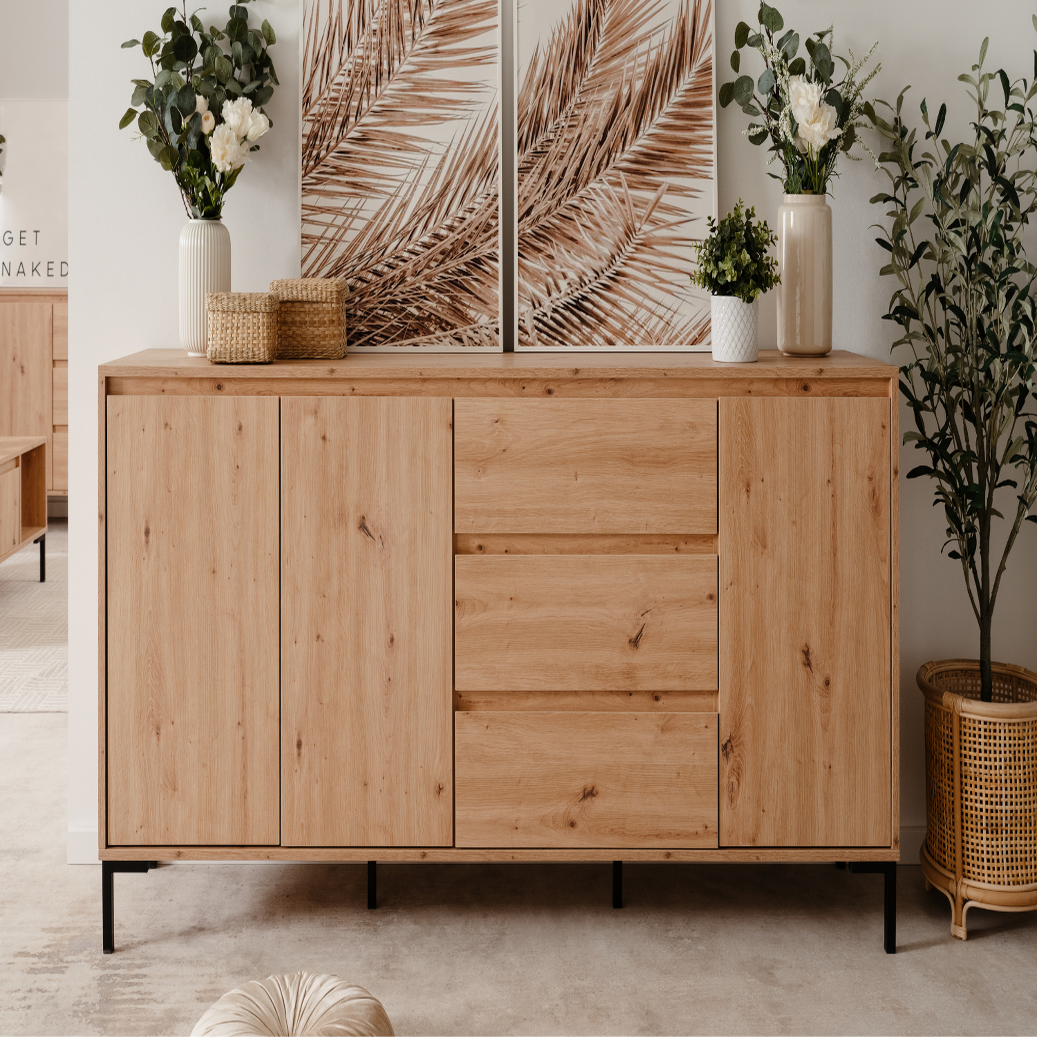 Voir la diapositive 2 : CONCEPT USINE Buffet en bois avec placards et tiroirs navi
