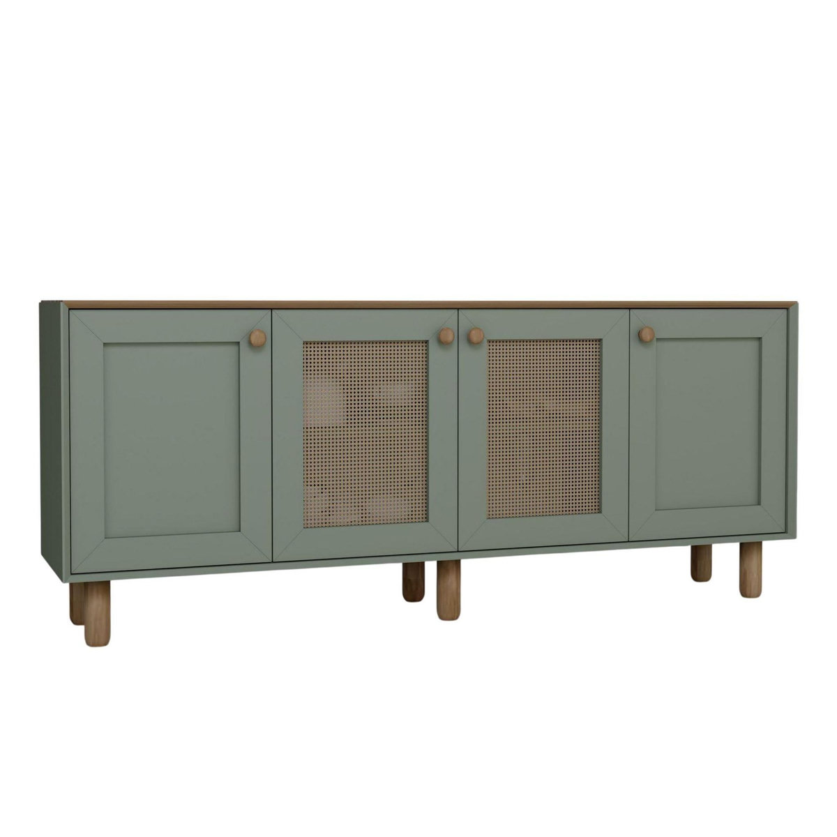 Habitat et Jardin Buffet en bois et cannage  Bohemian  - 180 x 40 x 75 cm - Vert
