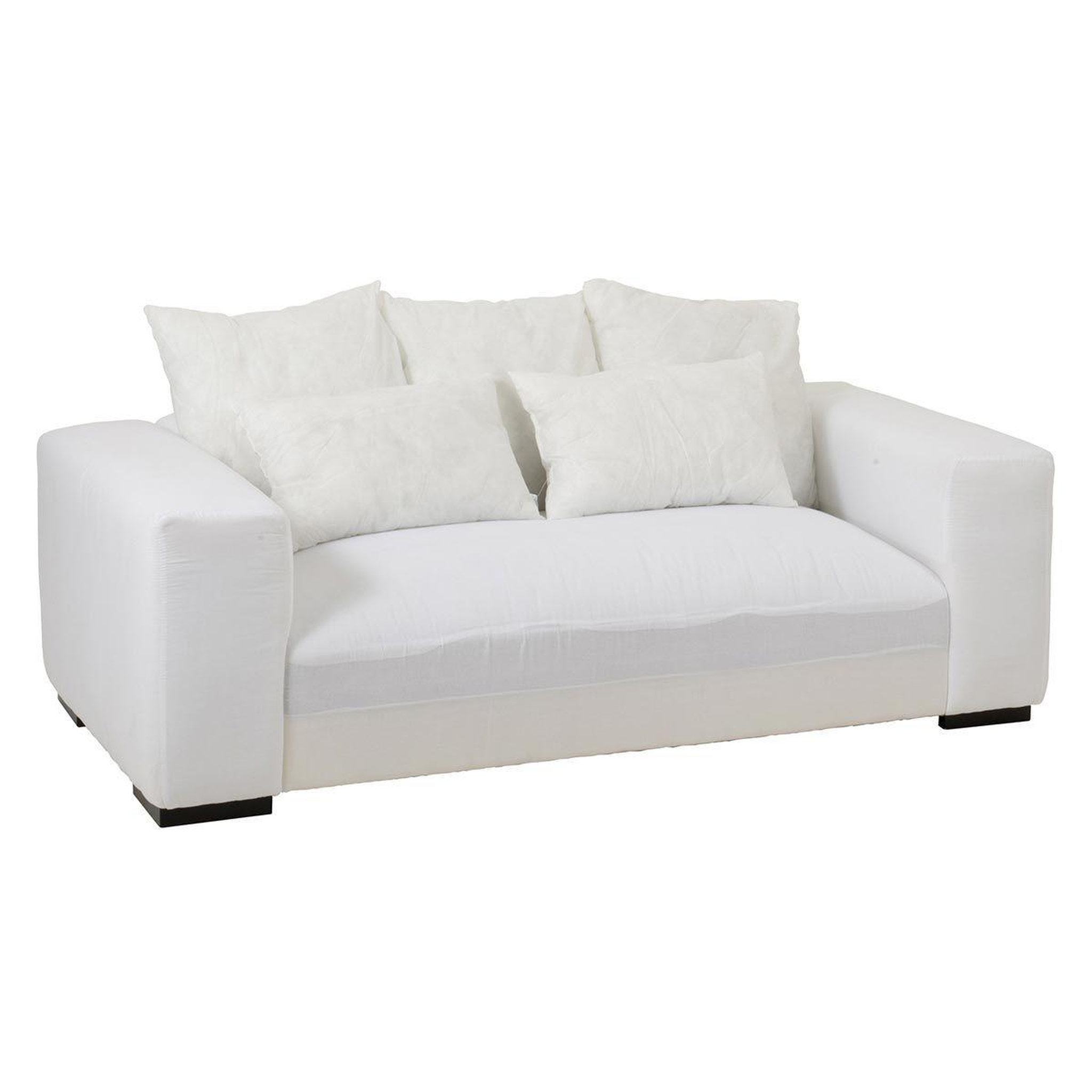 J-LINE Canapé design 5 coussins  monaco  217cm blanc