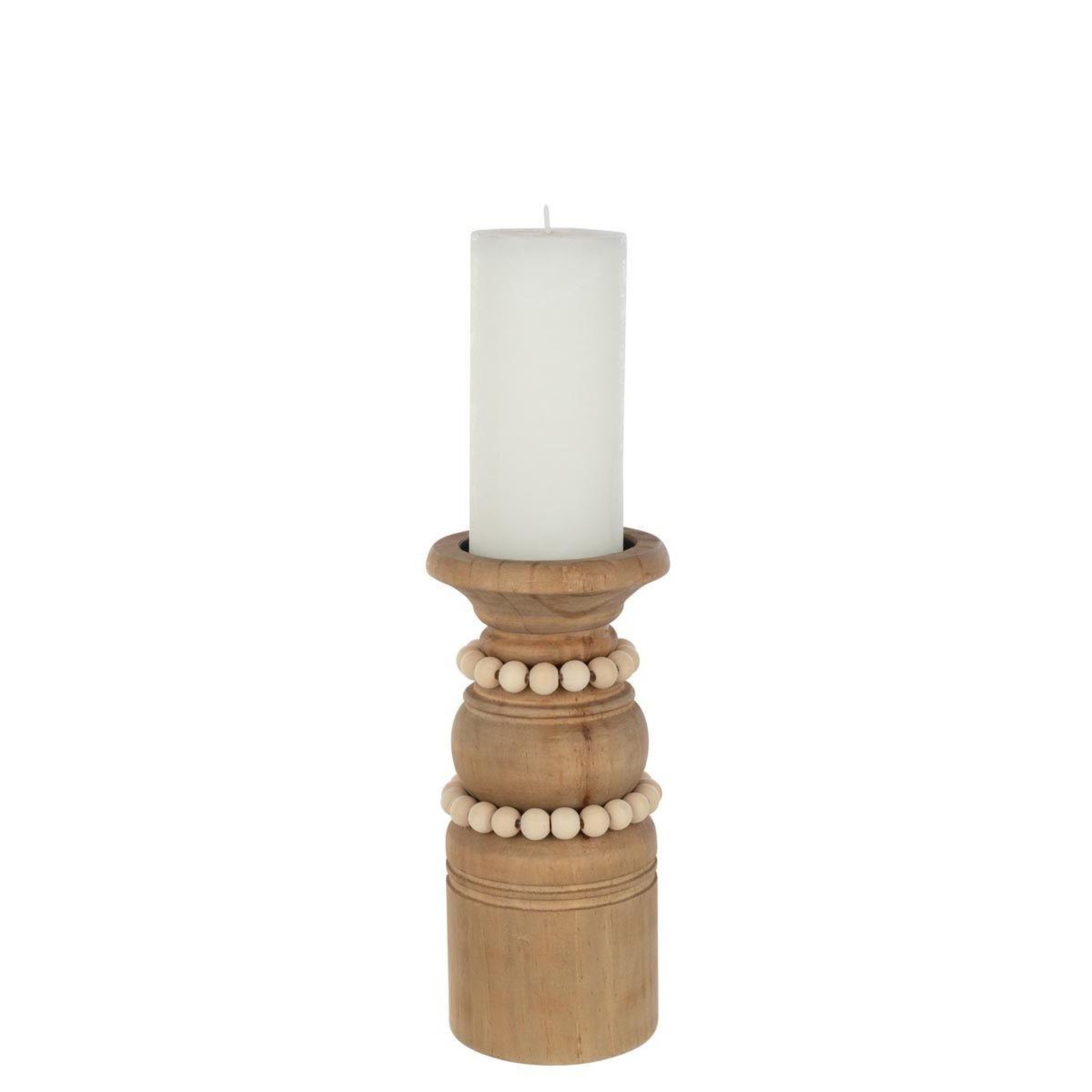 Voir la diapositive 2 : J-LINE Bougeoir déco en pin  pila  23cm naturel