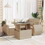 VIDAXL Salon de jardin avec coussins 5 pcs beige resine tressee
