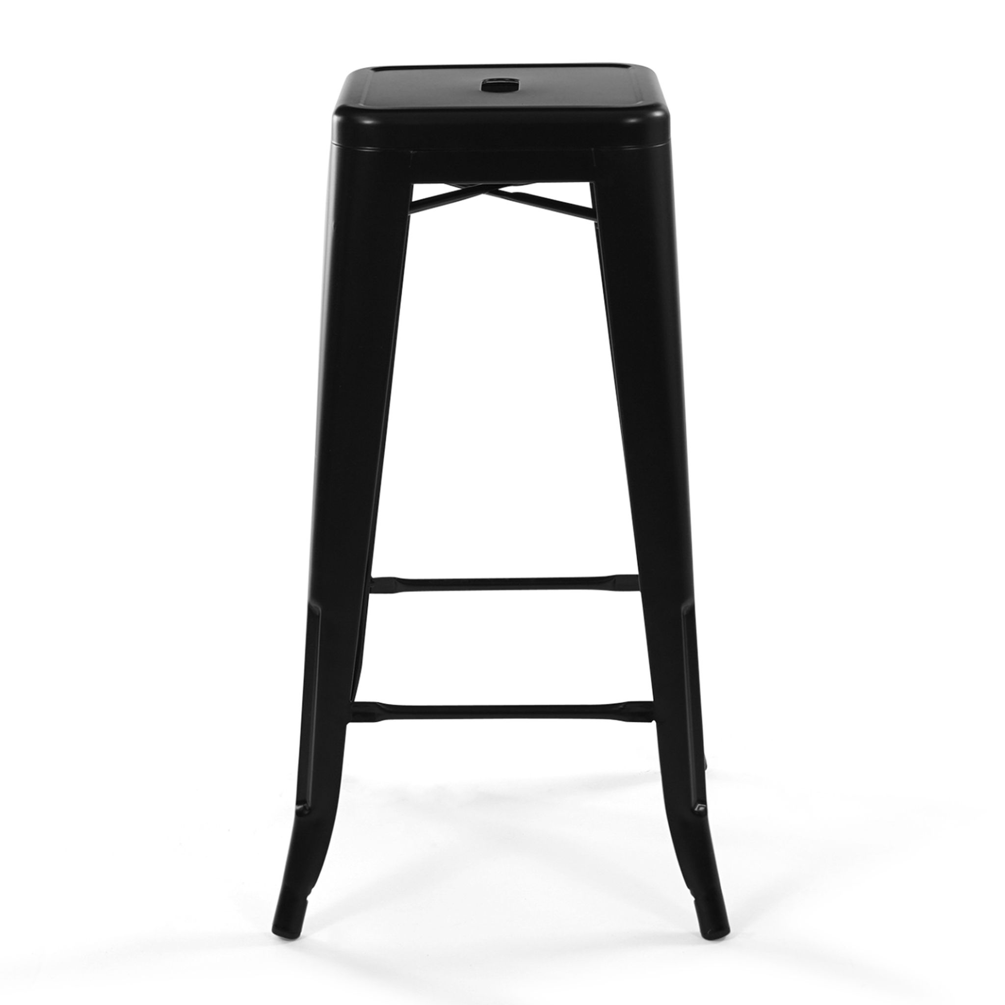 Voir la diapositive 3 : ID MARKET Lot de 4 tabourets de bar leny métal noir mat empilable aspect brut factory