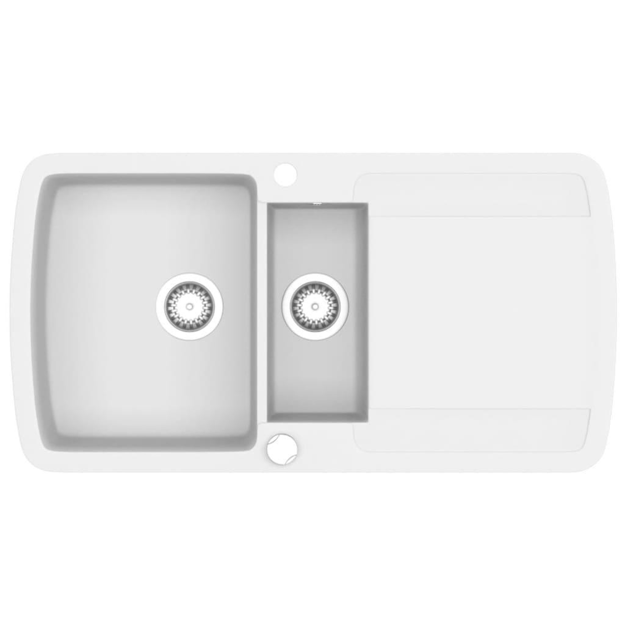 Voir la diapositive 2 : VIDAXL Evier de cuisine Granit Double lavabo Blanc