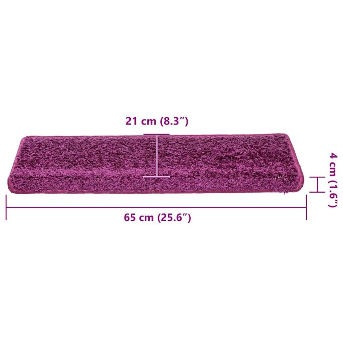 VIDAXL Tapis d'escalier 30 pcs 65x21x4 cm Violet