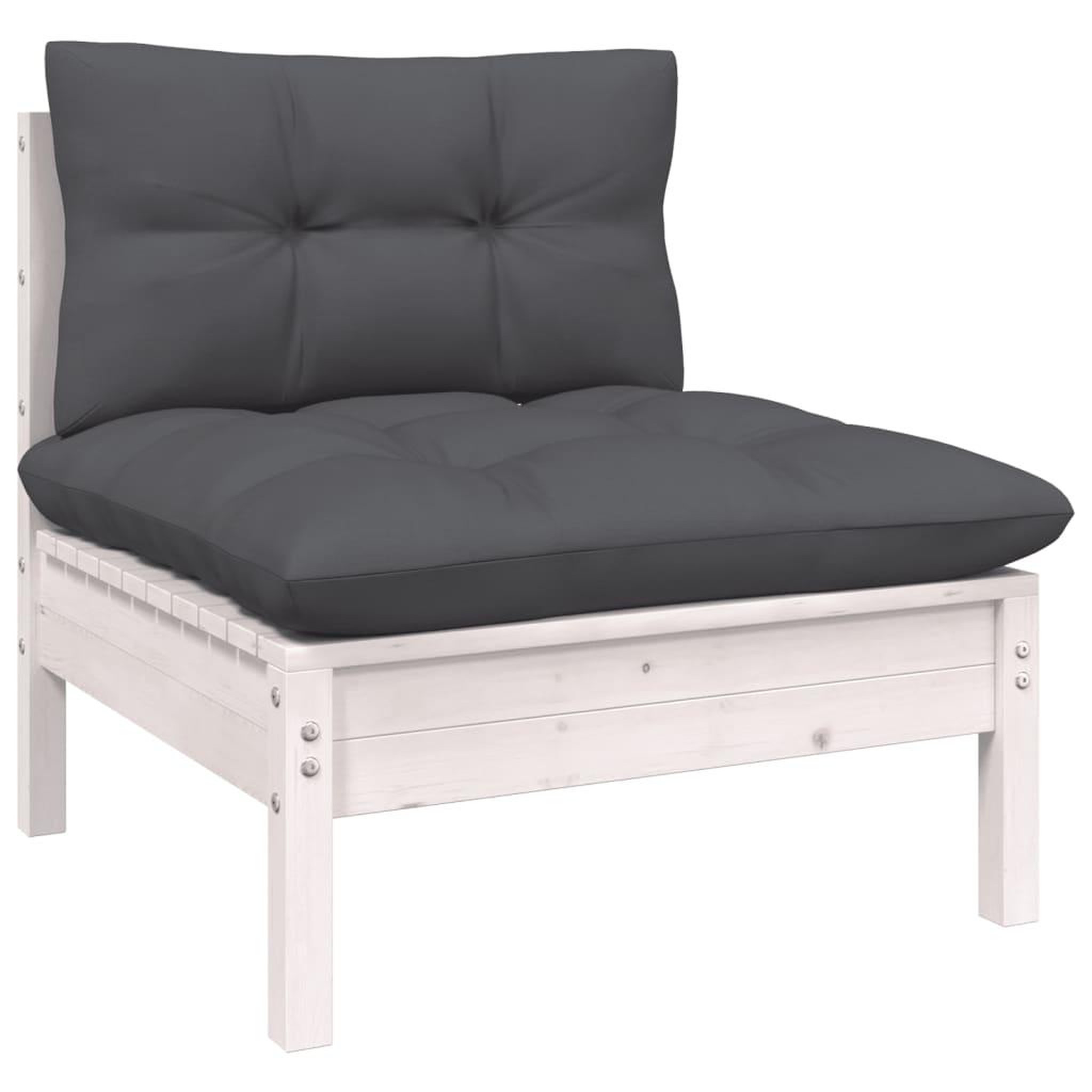 Voir la diapositive 4 : VIDAXL Salon de jardin 3 pcs avec coussins Blanc Bois de pin massif