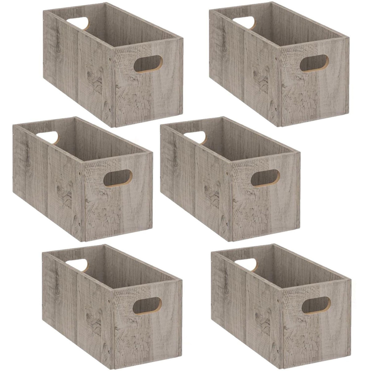 TOILINUX Lot de 6 Boîtes de rangement rectangulaire en MDF