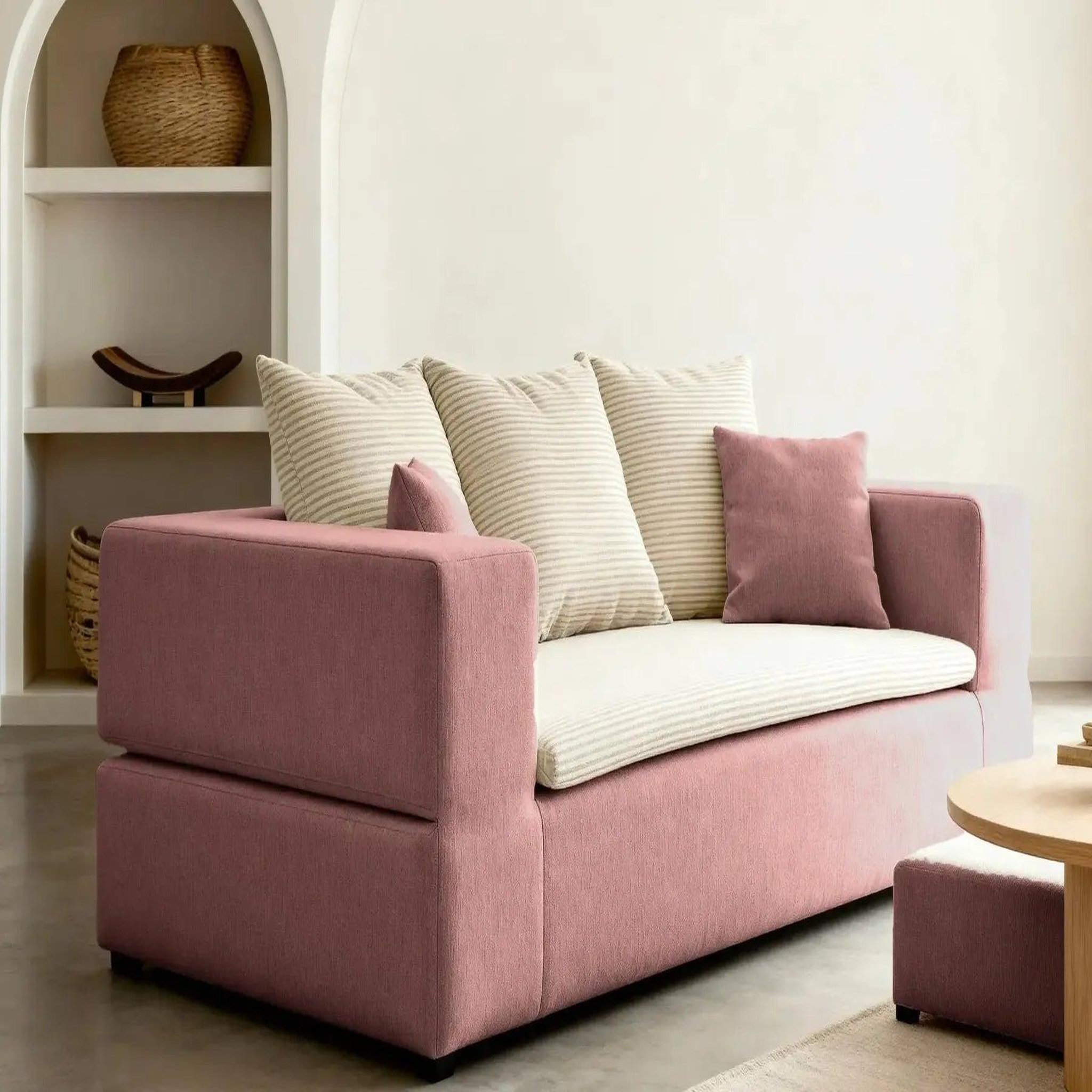 Voir la diapositive 4 : CASANOVA PARIS Ambre - canapé droit convertible bi matière avec deux poufs