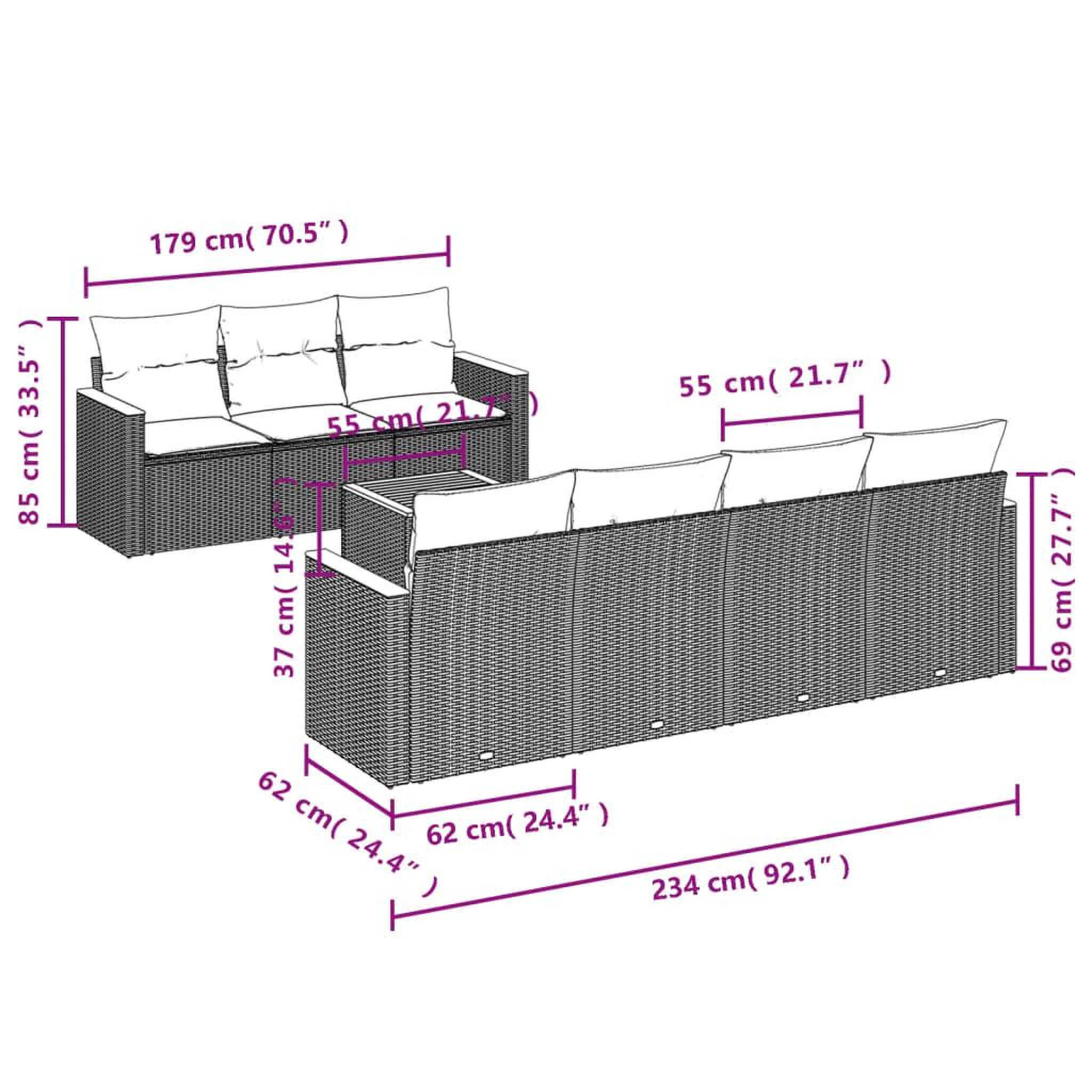 Voir la diapositive 4 : VIDAXL Salon de jardin avec coussins 8 pcs beige resine tressee