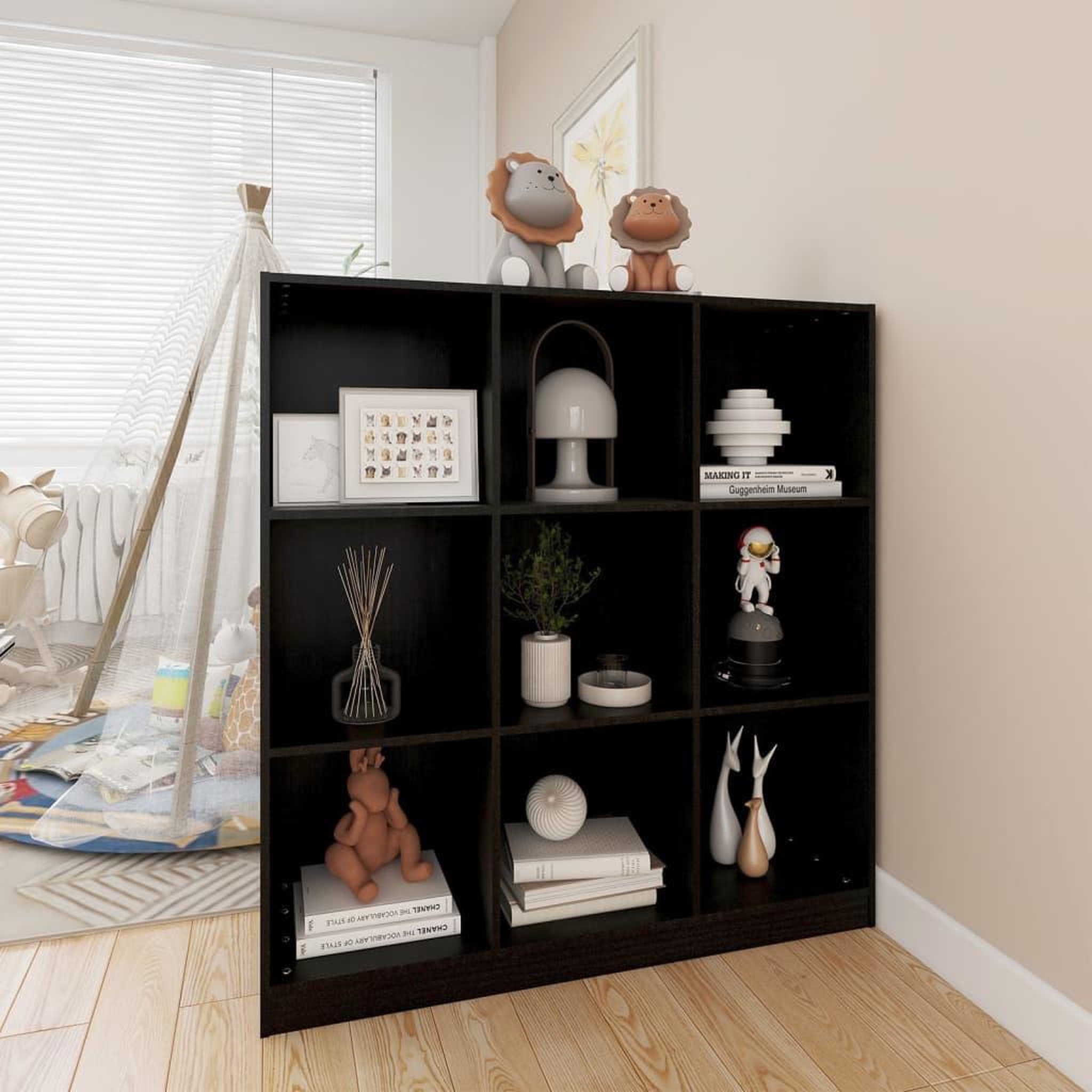Voir la diapositive 3 : VIDAXL Bibliotheque/Separateur de piece Noir 104x33,5x110cm Pin massif