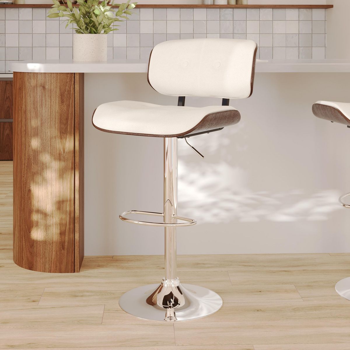 Rendez vous déco Chaise de bar réglable 65/86 cm en cuir synthétique noir - Melchior