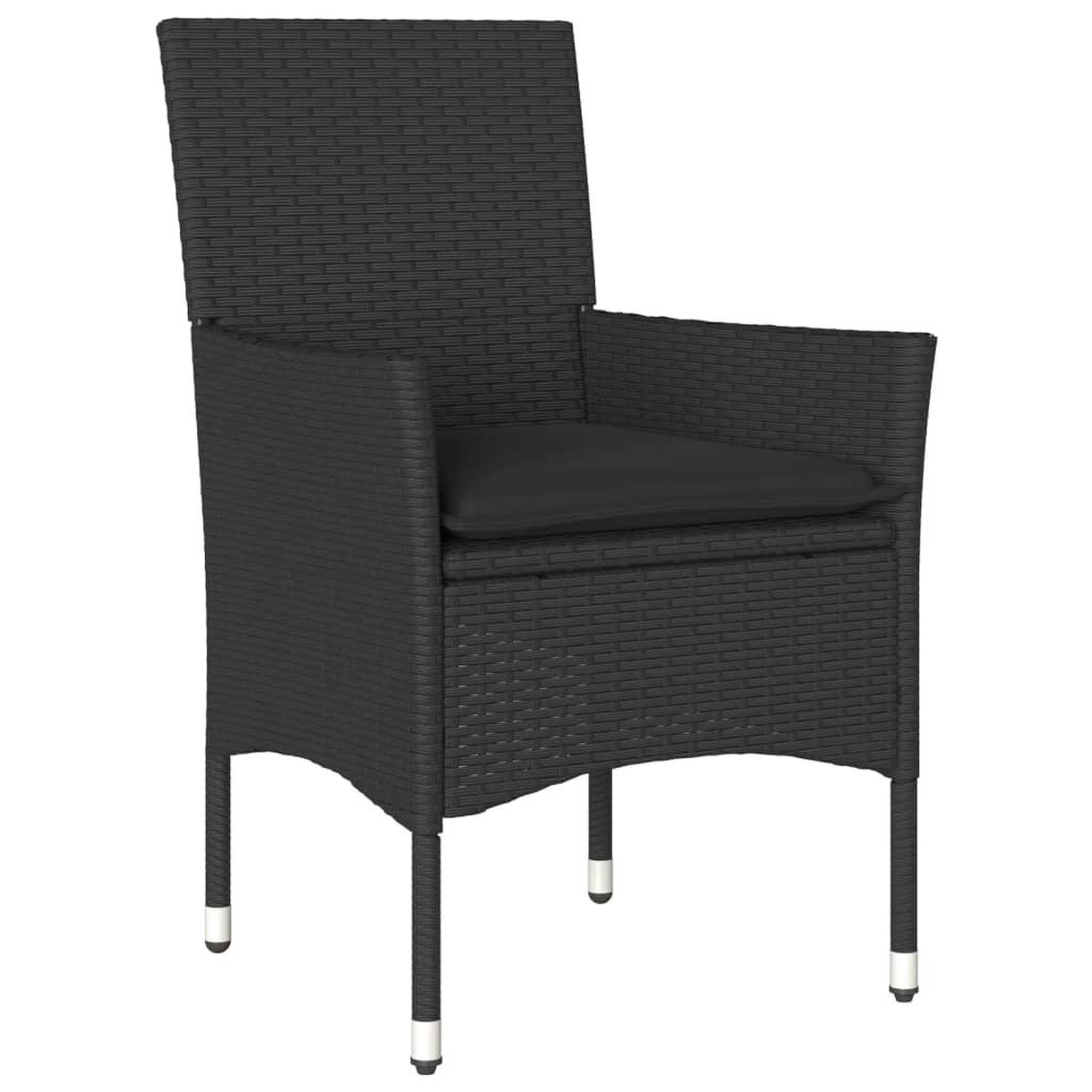 Voir la diapositive 3 : VIDAXL Ensemble a manger de jardin et coussins 3 pcs noir rotin verre