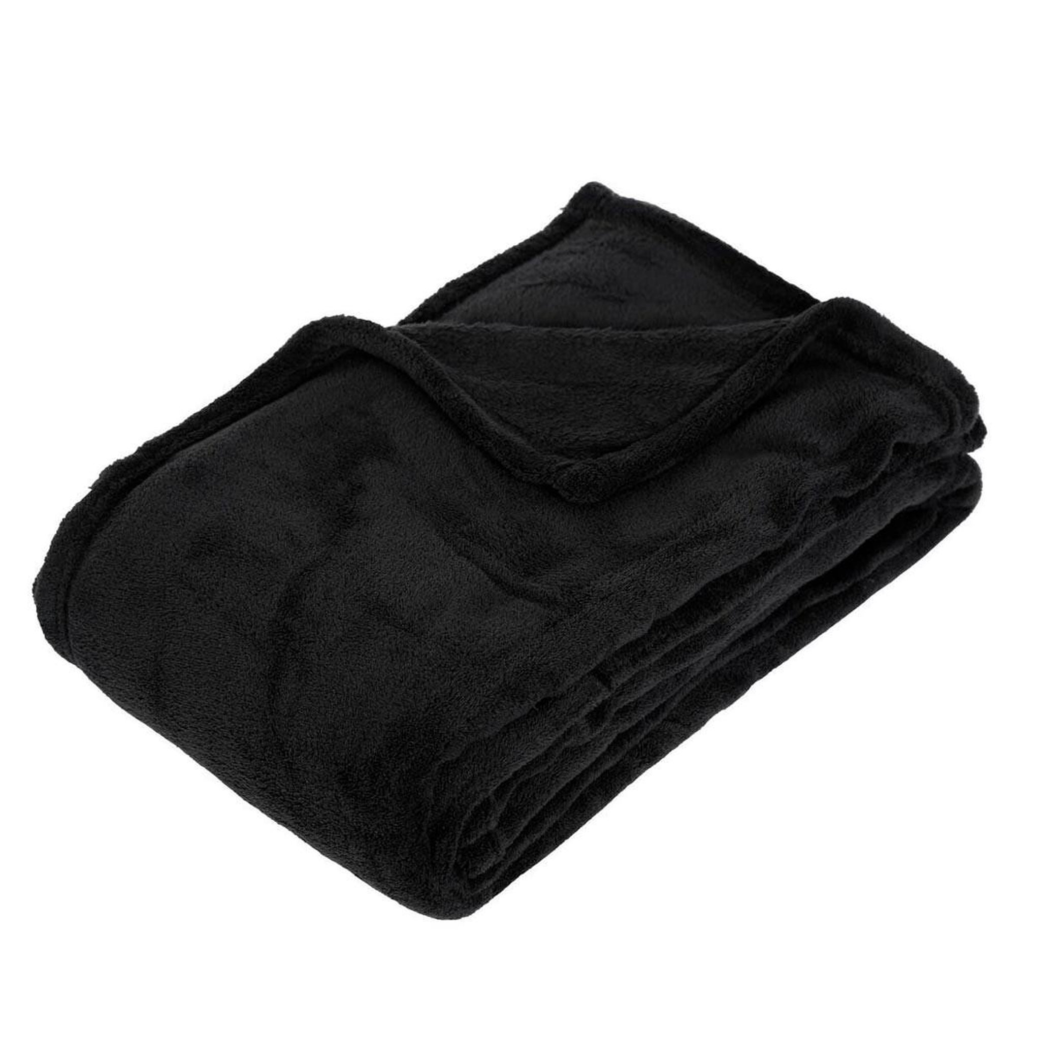 ATMOSPHERA Plaid polaire microfibre 125x150cm noir