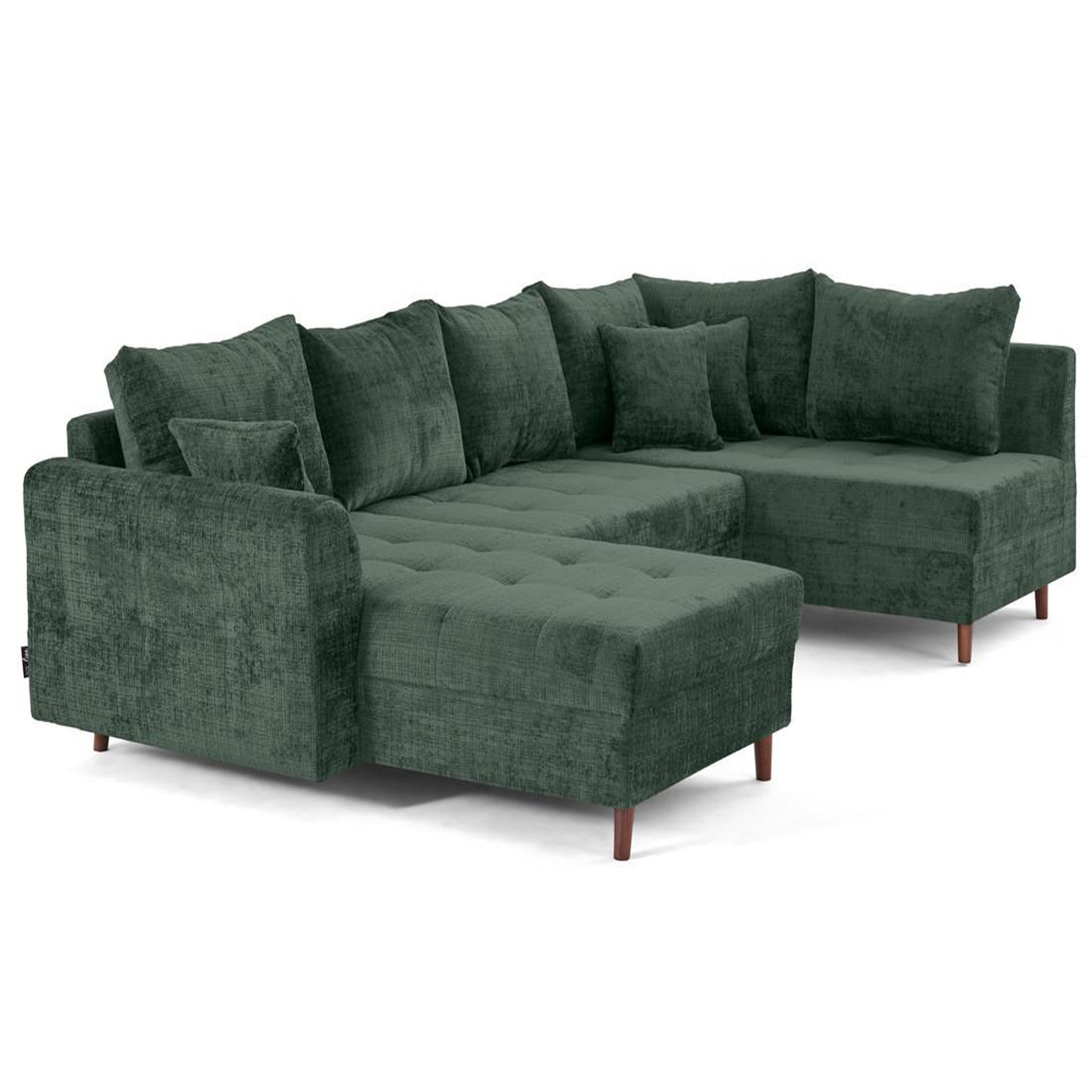 Voir la diapositive 4 : BEST MOBILIER Rune - canapé panoramique d'angle droit 7 places en velours texturé