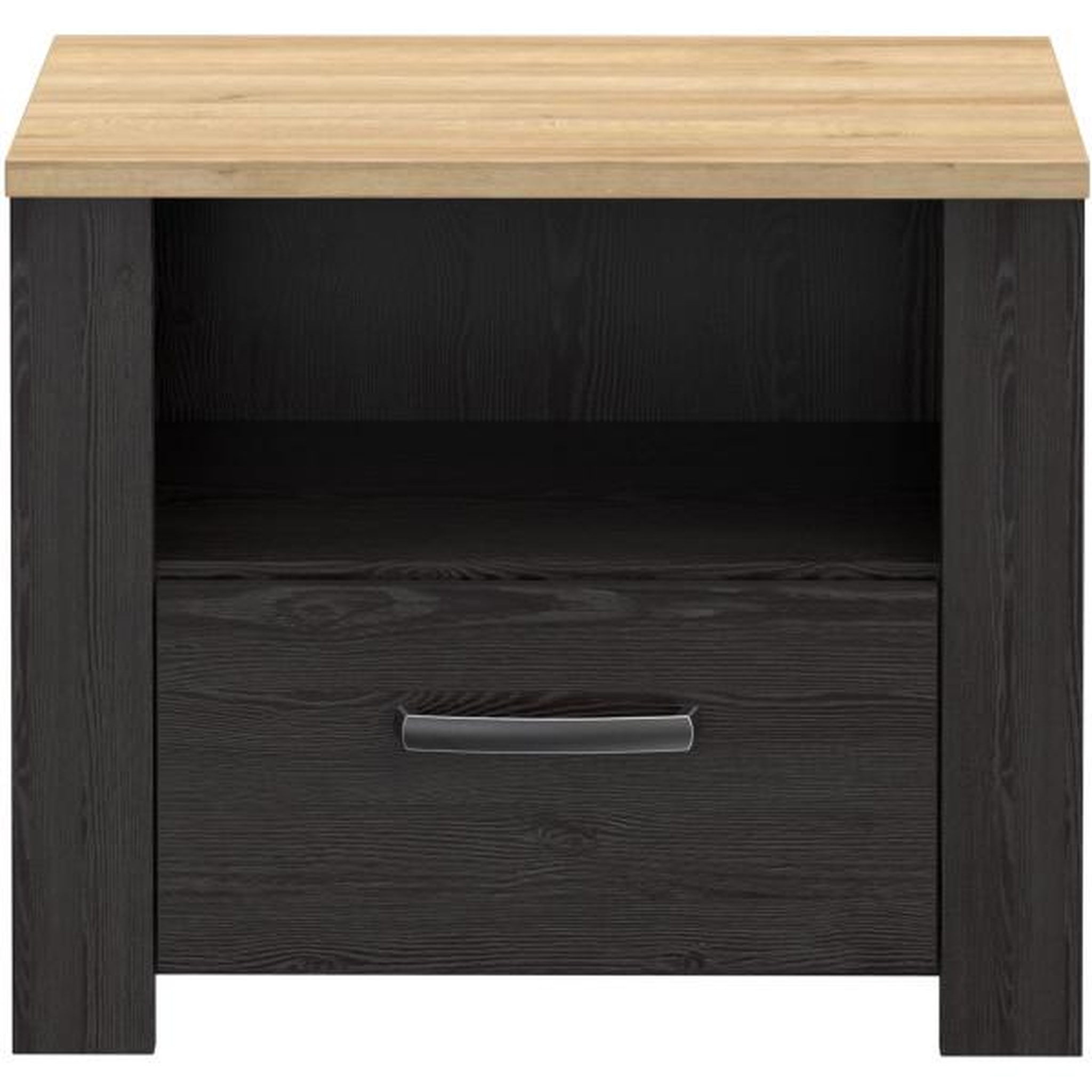 Voir la diapositive 3 : MARKET24 Chevet 1 tiroir et 1 niche - BOHOL - Chene / Blanc - L61,6 x P42 x H52 cm