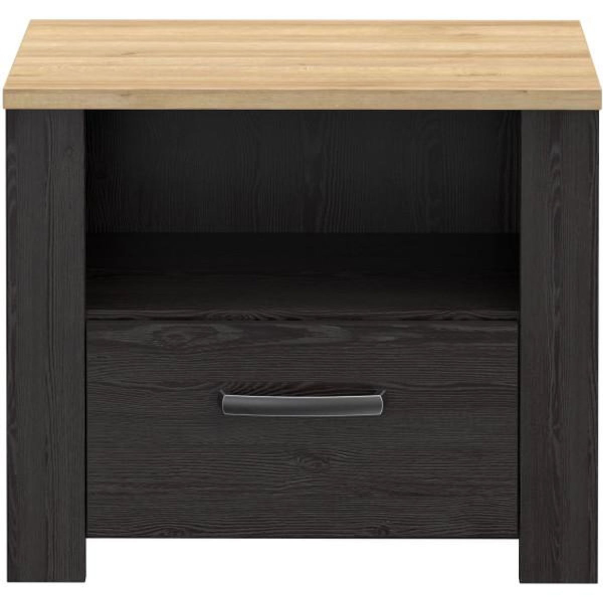 MARKET24 Chevet 1 tiroir et 1 niche - BOHOL - Chene / Blanc - L61,6 x P42 x H52 cm