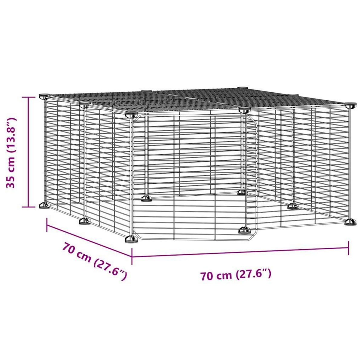 VIDAXL Cage animaux de compagnie a 12 panneaux et porte Noir 35x35 cm