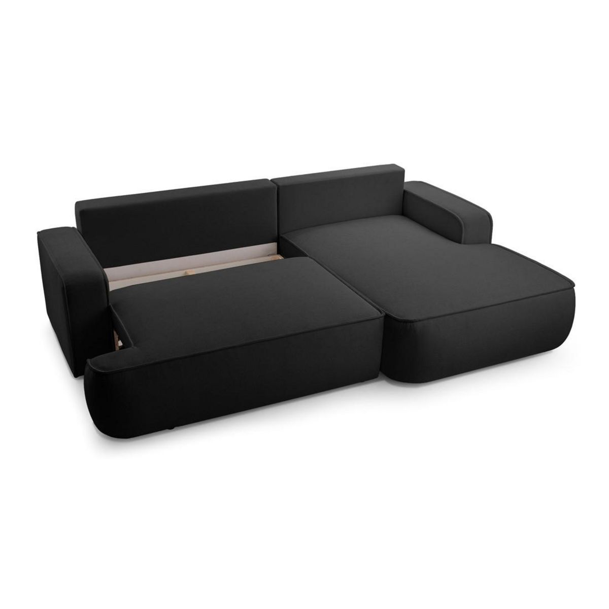 BEST MOBILIER Nessino - canapé d'angle droit 4 places - convertible avec coffre - en tissu texturé