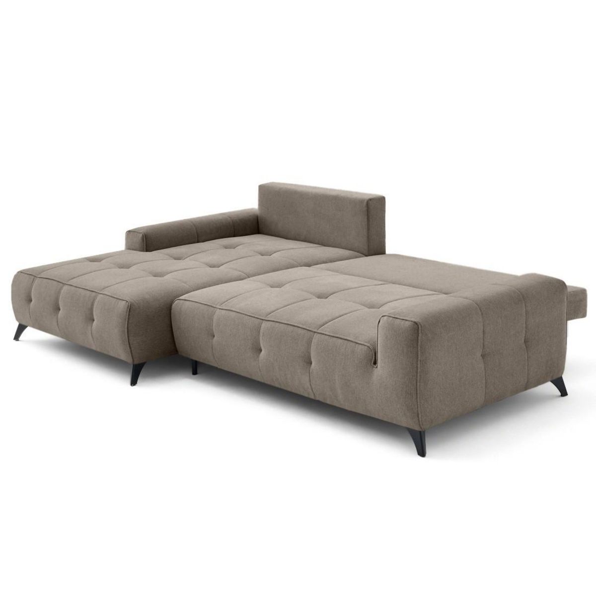 BEST MOBILIER Rimini - canapé d'angle gauche 4 places convertible avec coffre en tissu texturé