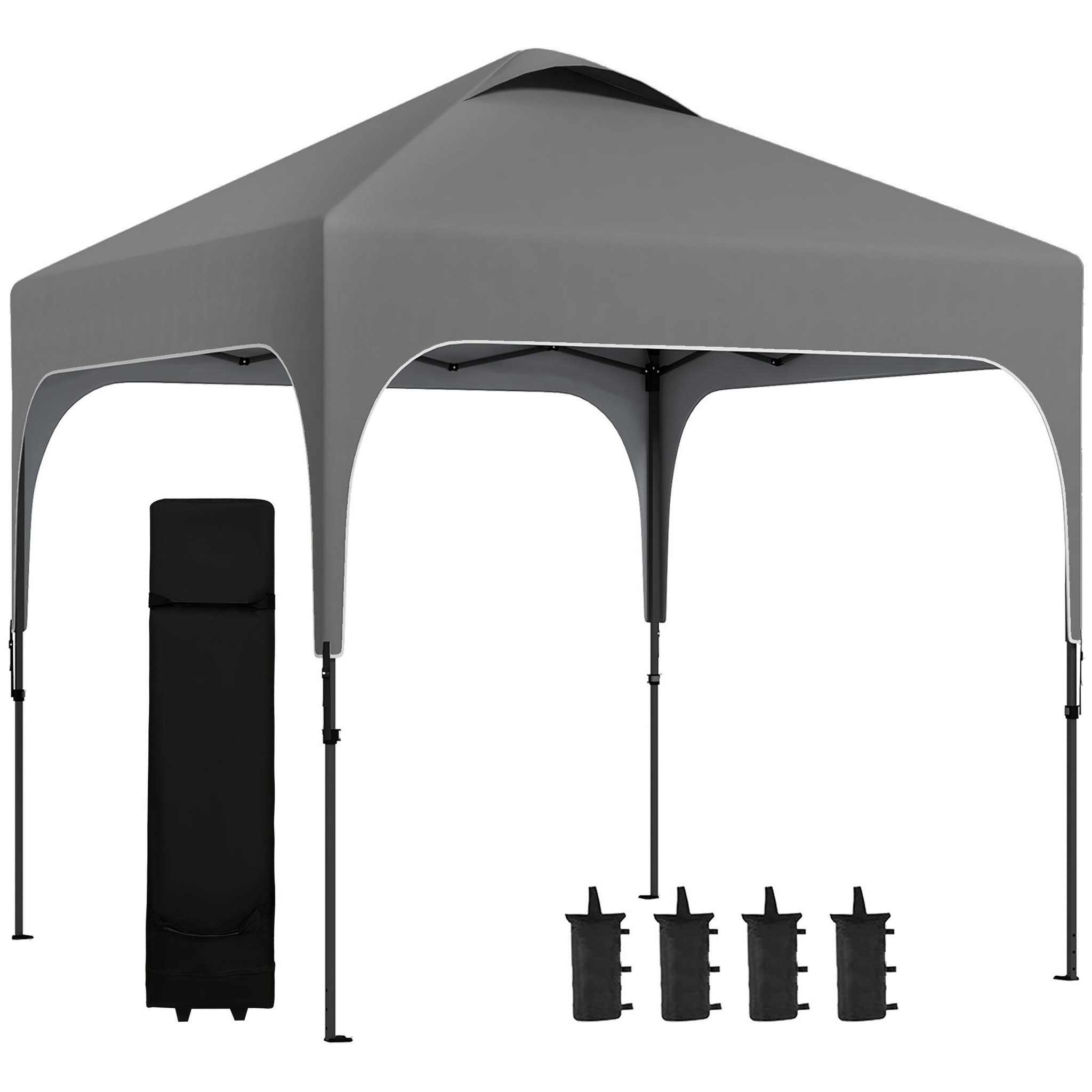 Voir la diapositive 1 : OUTSUNNY Tonnelle barnum automatique pop-up dim. 2,53L x 2,53l x 2,68H m hauteur réglable nombreux accessoires inclus acier oxford gris