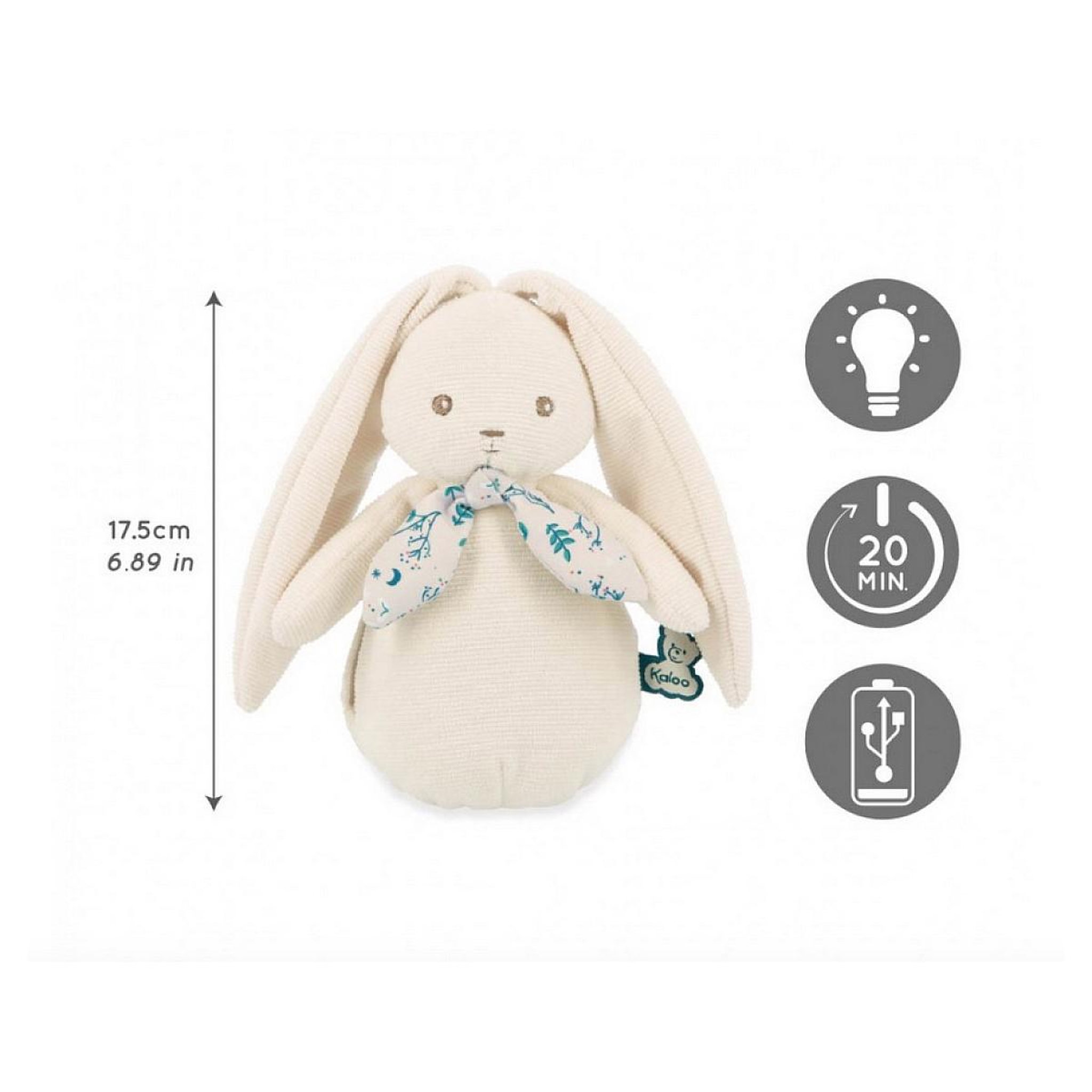Voir la diapositive 3 : Kaloo Peluche veilleuse nomade lapin Crème