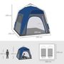 Voir la diapositive 3 : OUTSUNNY Tente de camping familiale 4 personnes montage instantanée pop-up 4 fenêtres pare-soleil dim. 2,4L x 2,4l x 1,95H m fibre verre polyester bleu anthracite