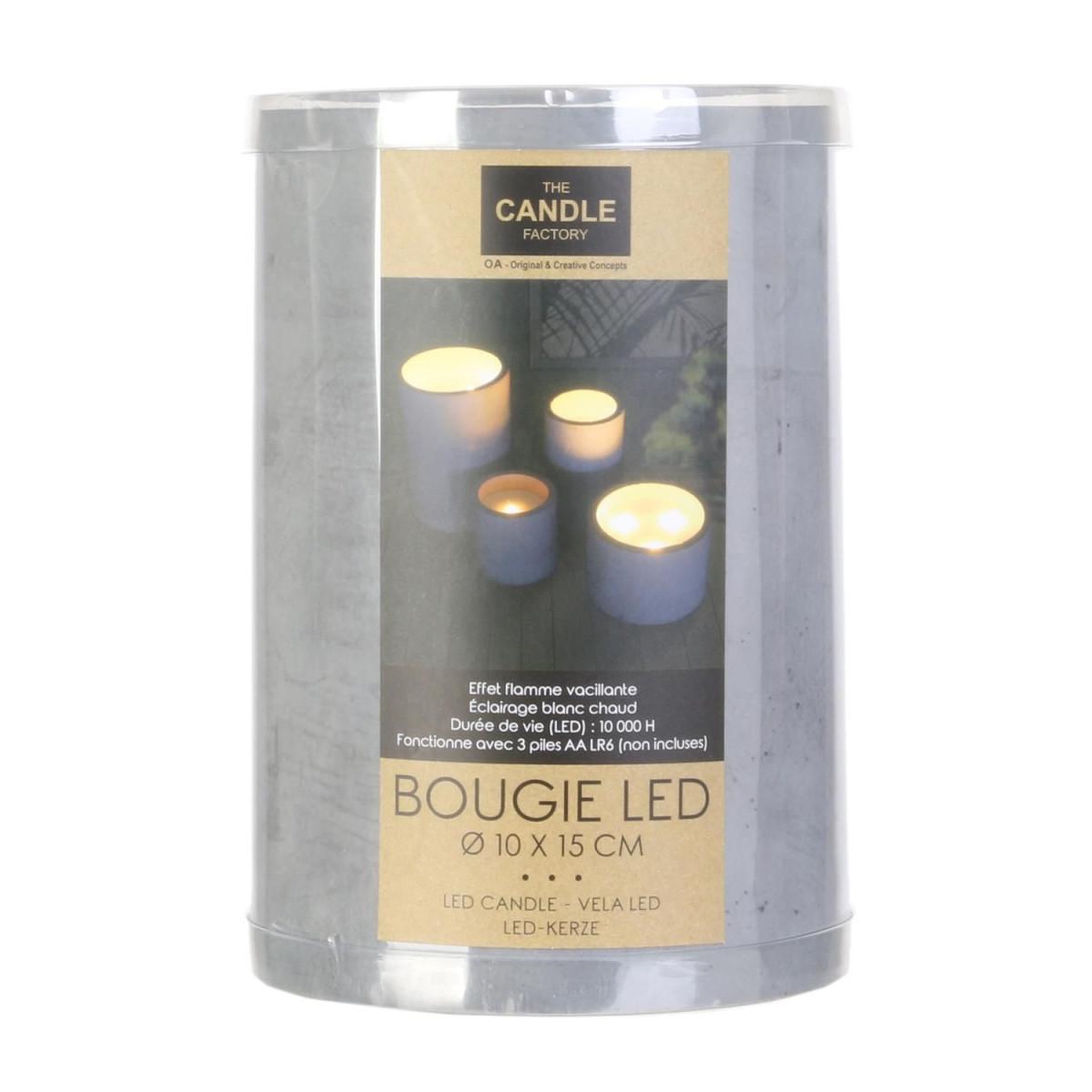 Voir la diapositive 5 : The Home Deco Factory Bougie led design ciment factory - gris