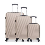 WAVE PARIS WAVE PARIS - Lot de 3 - Valise Grand format, valise weekend et valise cabine XXS LENA. Coloris disponibles : Gris, Bleu, Noir, Rose, Beige
