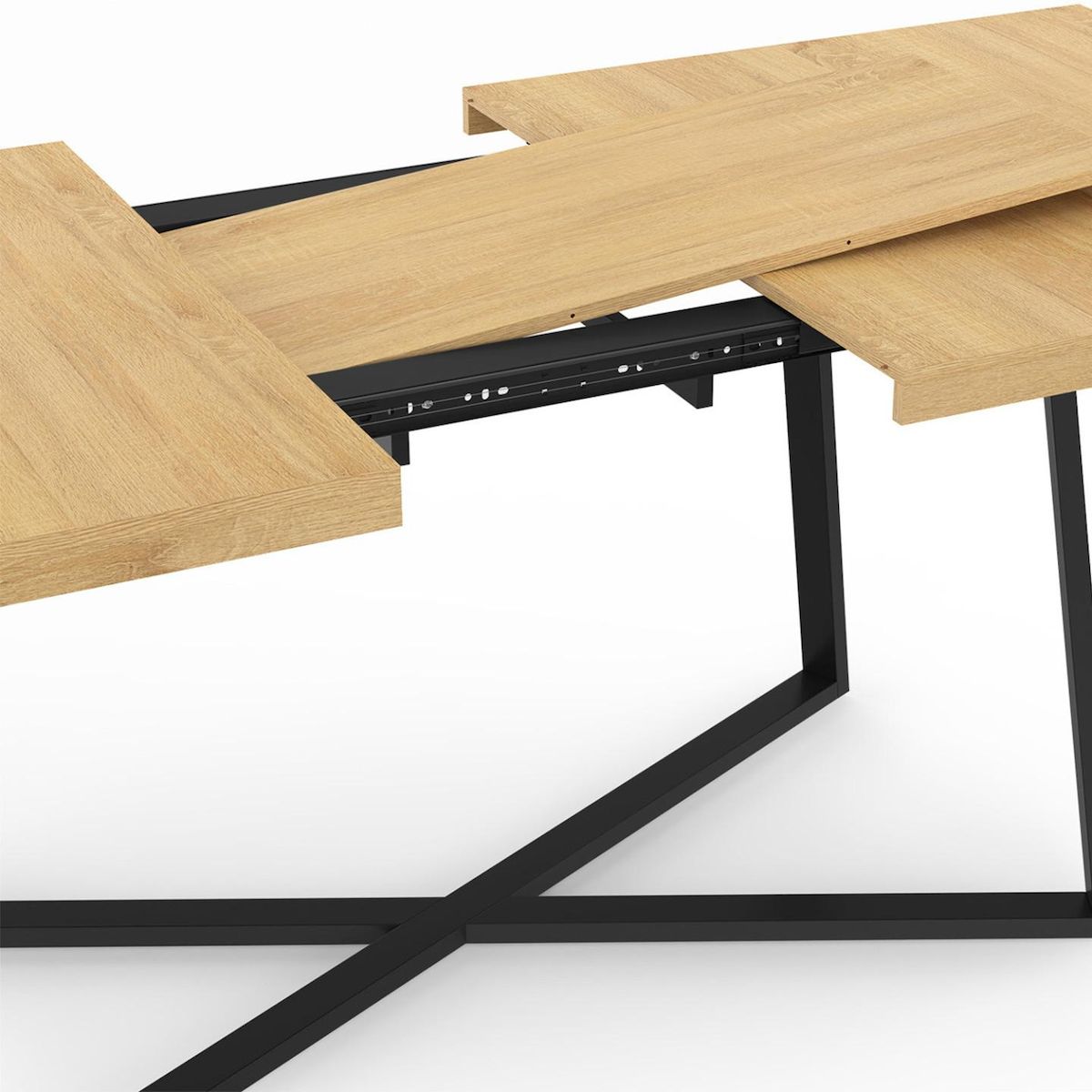 ID MARKET Table à manger extensible rectangle SELMA 6-10 personnes bois et noir 160-200 cm