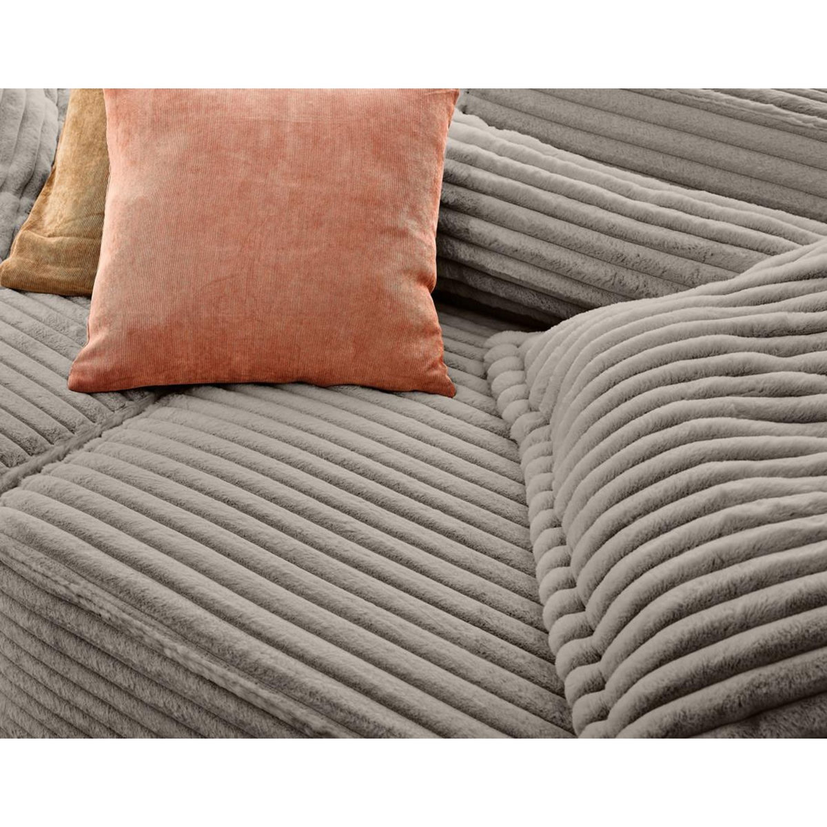 LISA DESIGN Richie - canapé droit 3 places avec double méridienne - assise profonde - en fausse fourrure côtelée