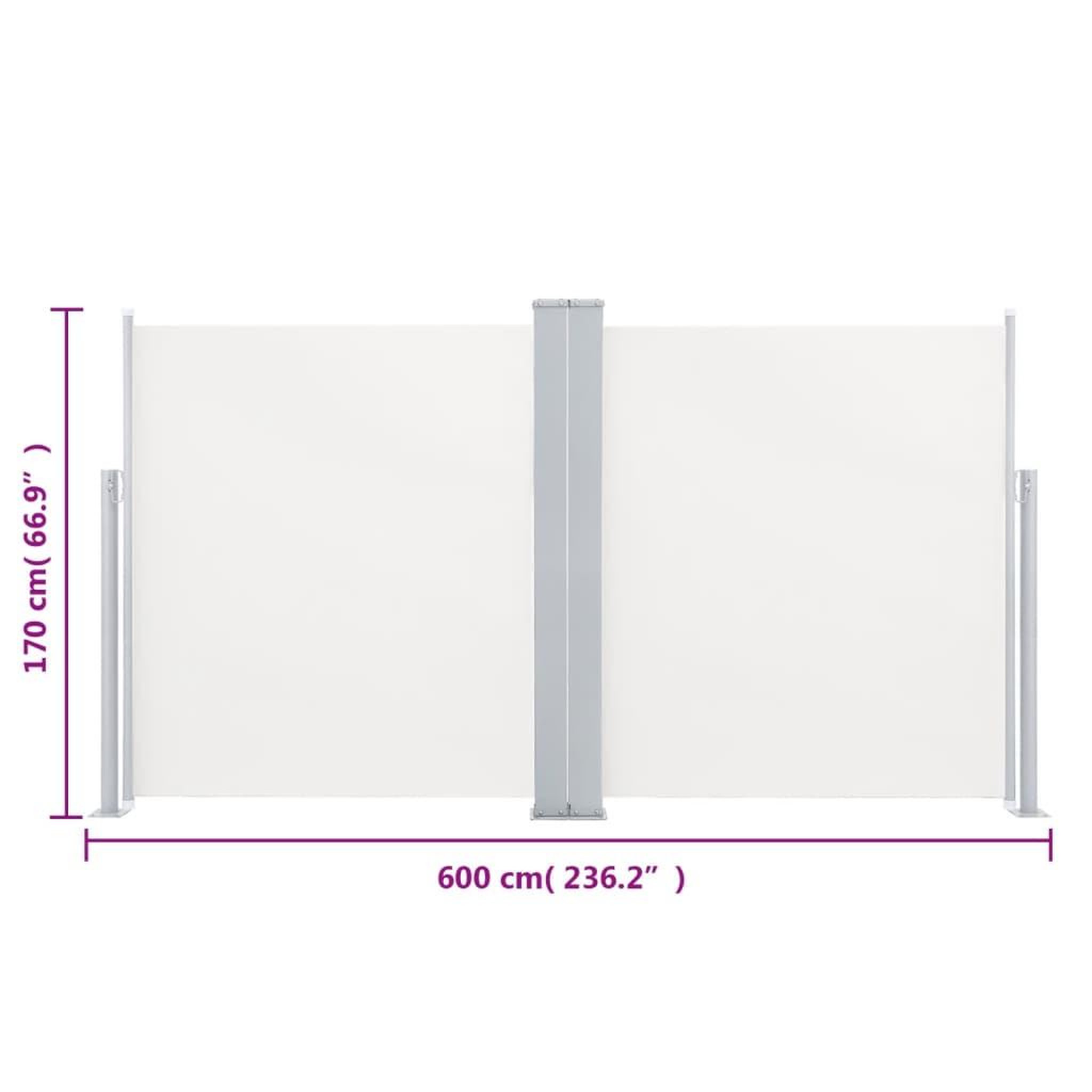 Voir la diapositive 6 : VIDAXL Auvent lateral double retractable de patio 170x600 cm Creme